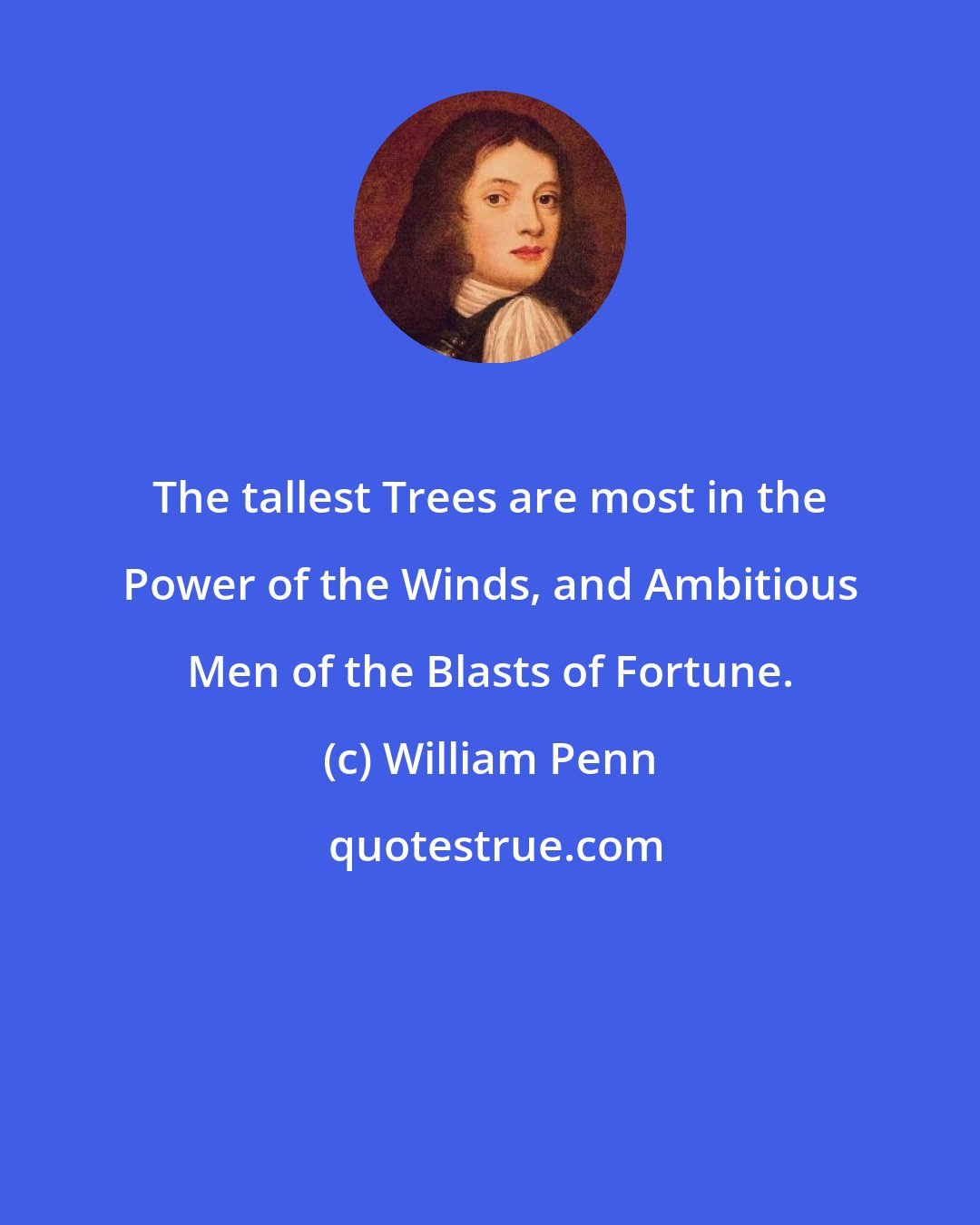 William Penn: The tallest Trees are most in the Power of the Winds, and Ambitious Men of the Blasts of Fortune.