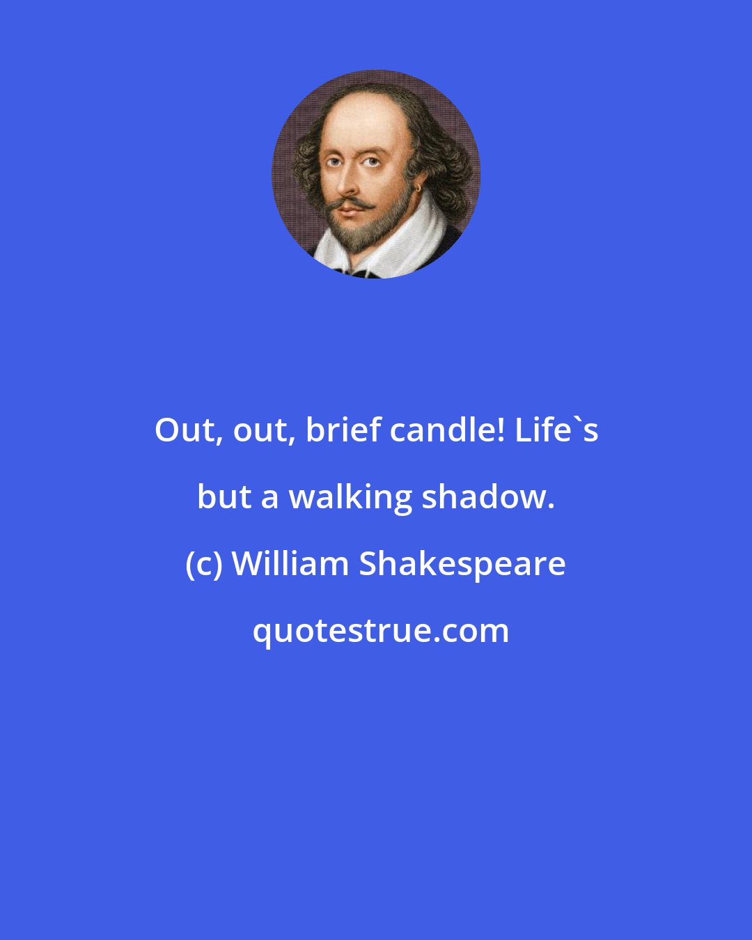 William Shakespeare: Out, out, brief candle! Life's but a walking shadow.