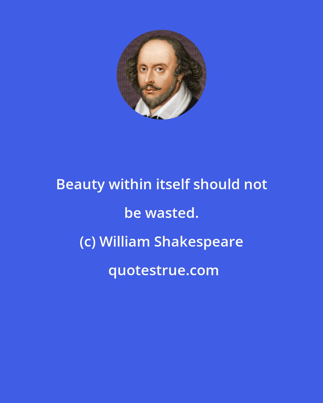 William Shakespeare: Beauty within itself should not be wasted.