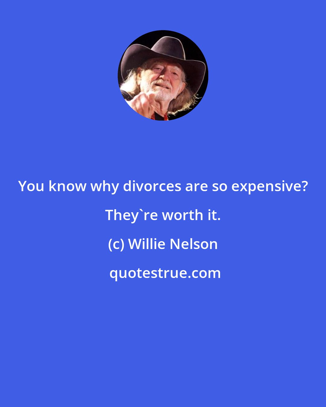 Willie Nelson: You know why divorces are so expensive? They're worth it.