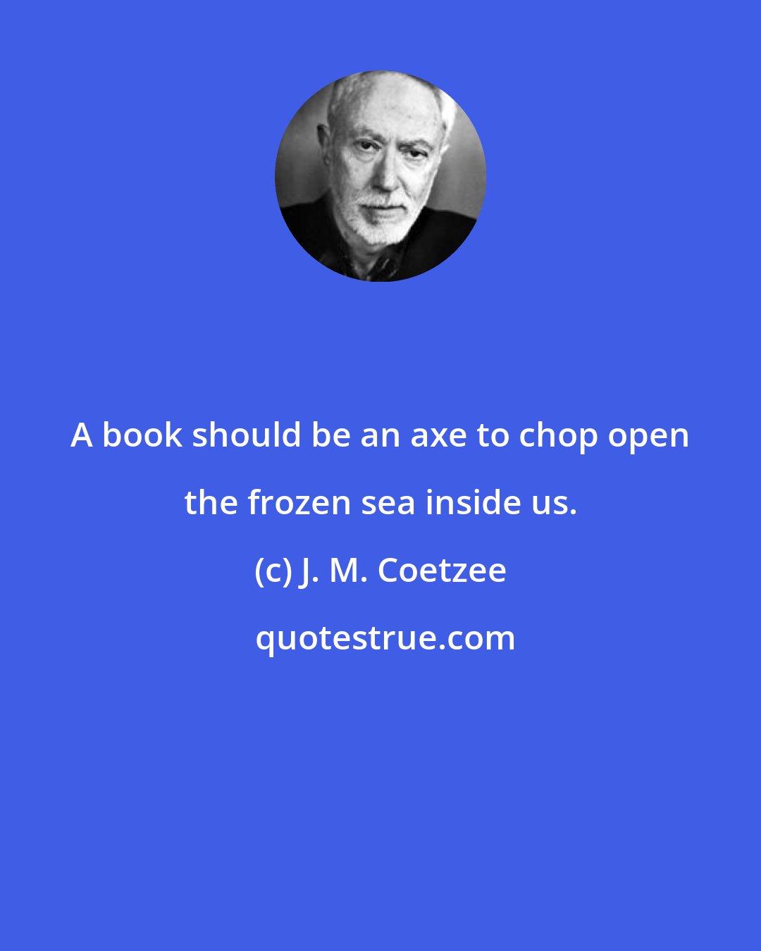 J. M. Coetzee: A book should be an axe to chop open the frozen sea inside us.