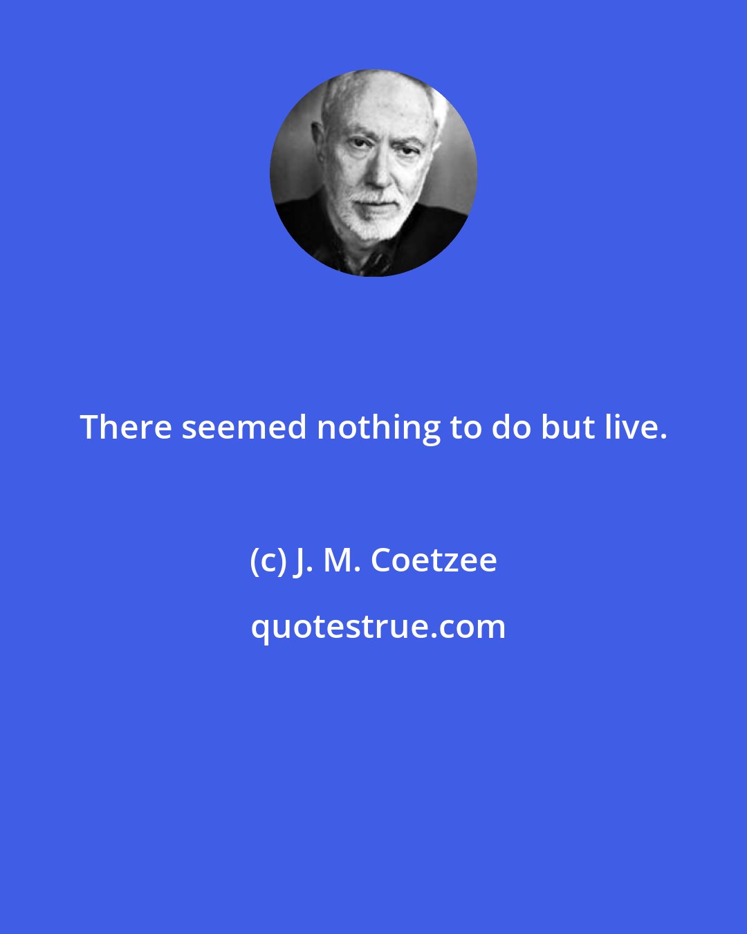 J. M. Coetzee: There seemed nothing to do but live.