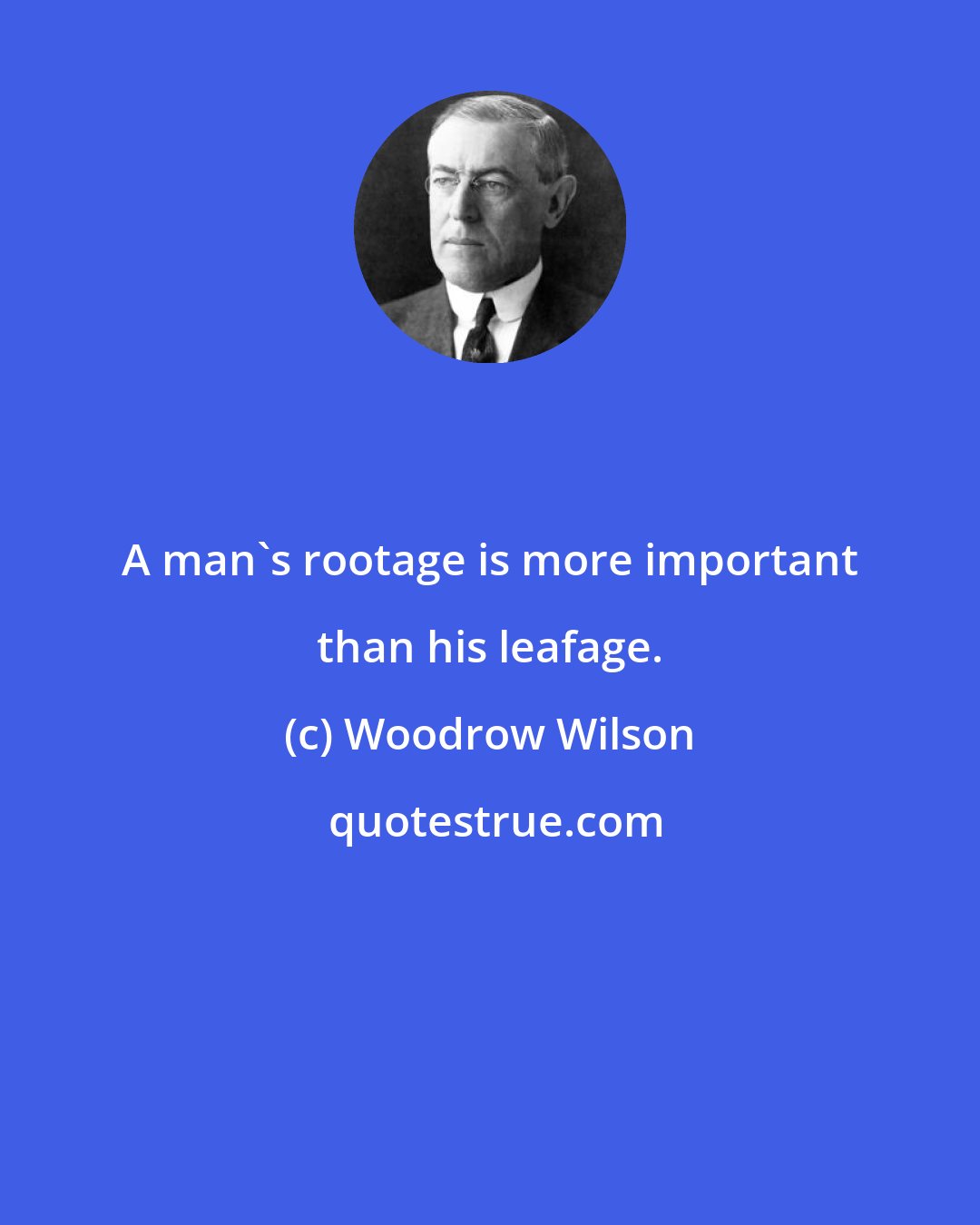 Woodrow Wilson: A man's rootage is more important than his leafage.