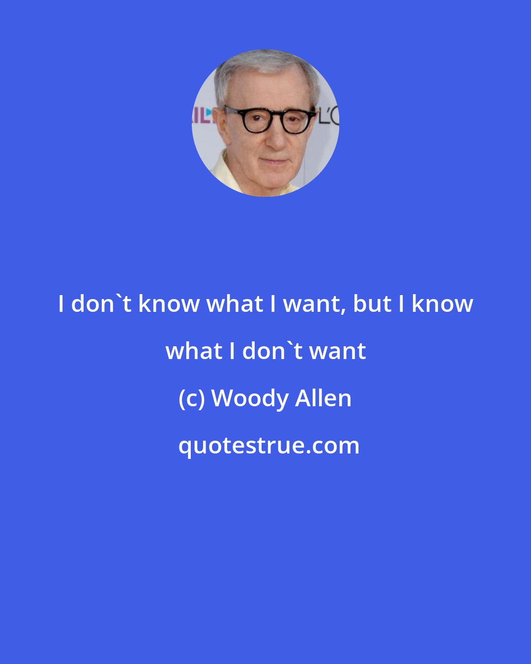 Woody Allen: I don't know what I want, but I know what I don't want