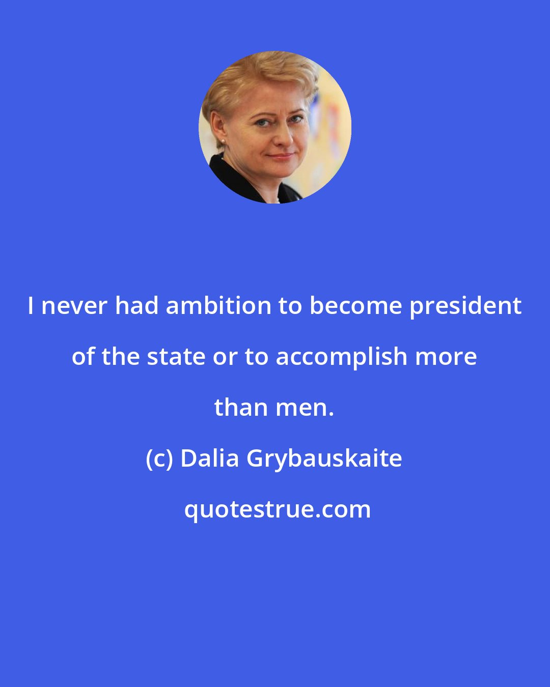 Dalia Grybauskaite: I never had ambition to become president of the state or to accomplish more than men.