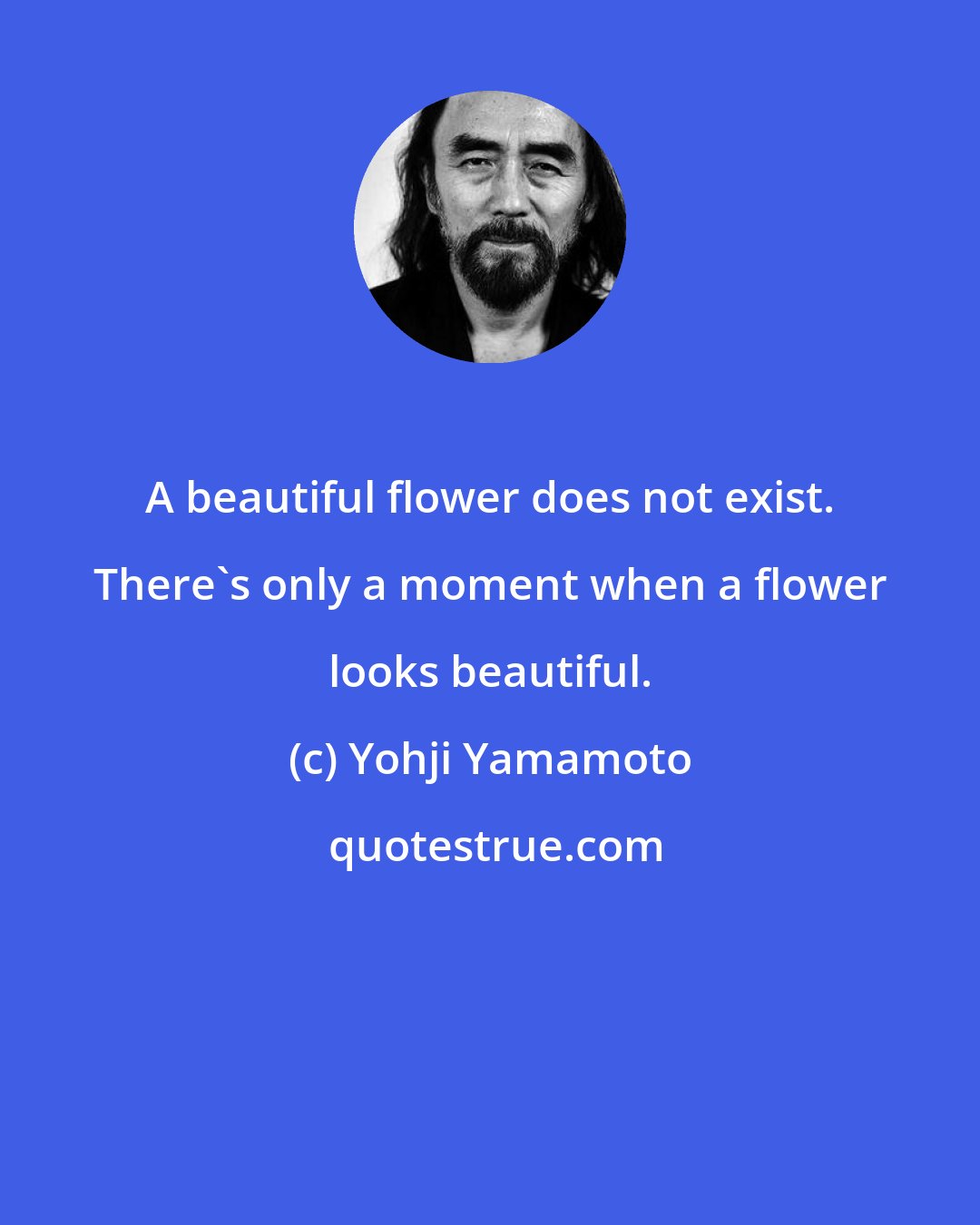 Yohji Yamamoto: A beautiful flower does not exist. There's only a moment when a flower looks beautiful.