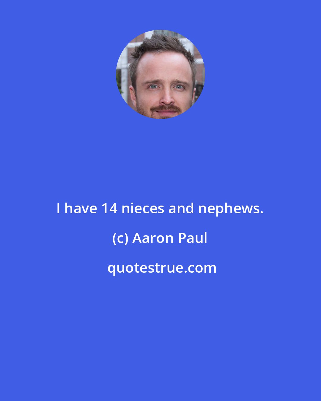 Aaron Paul: I have 14 nieces and nephews.