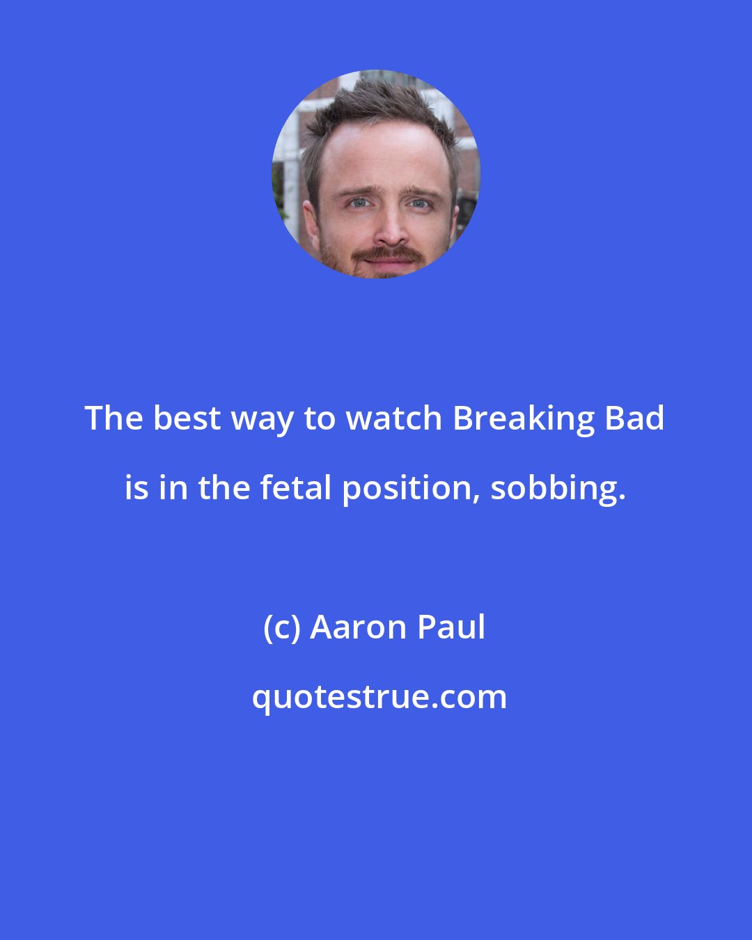 Aaron Paul: The best way to watch Breaking Bad is in the fetal position, sobbing.