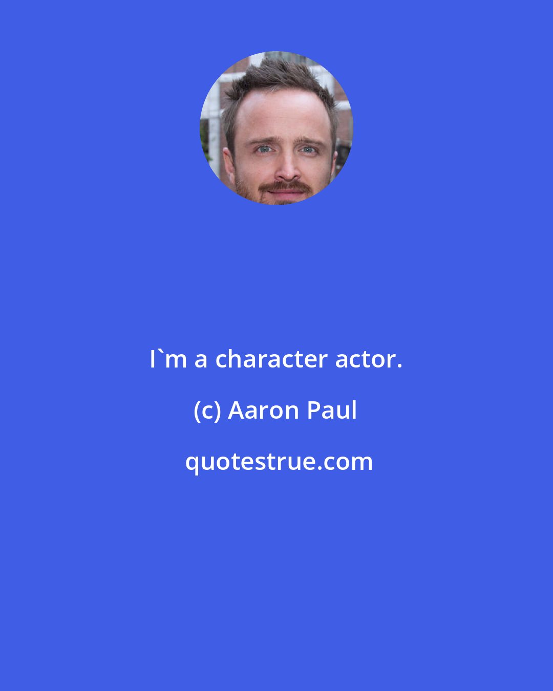 Aaron Paul: I'm a character actor.