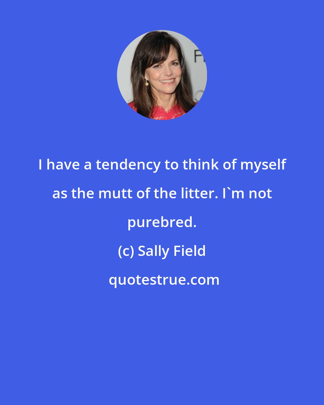 Sally Field: I have a tendency to think of myself as the mutt of the litter. I'm not purebred.