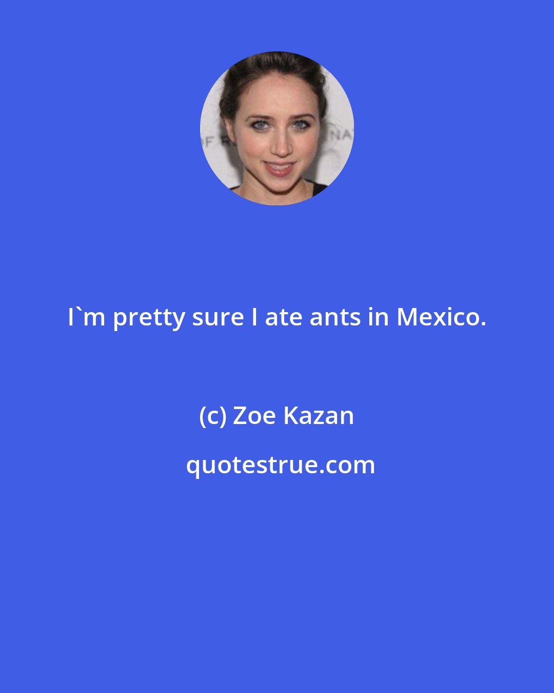 Zoe Kazan: I'm pretty sure I ate ants in Mexico.