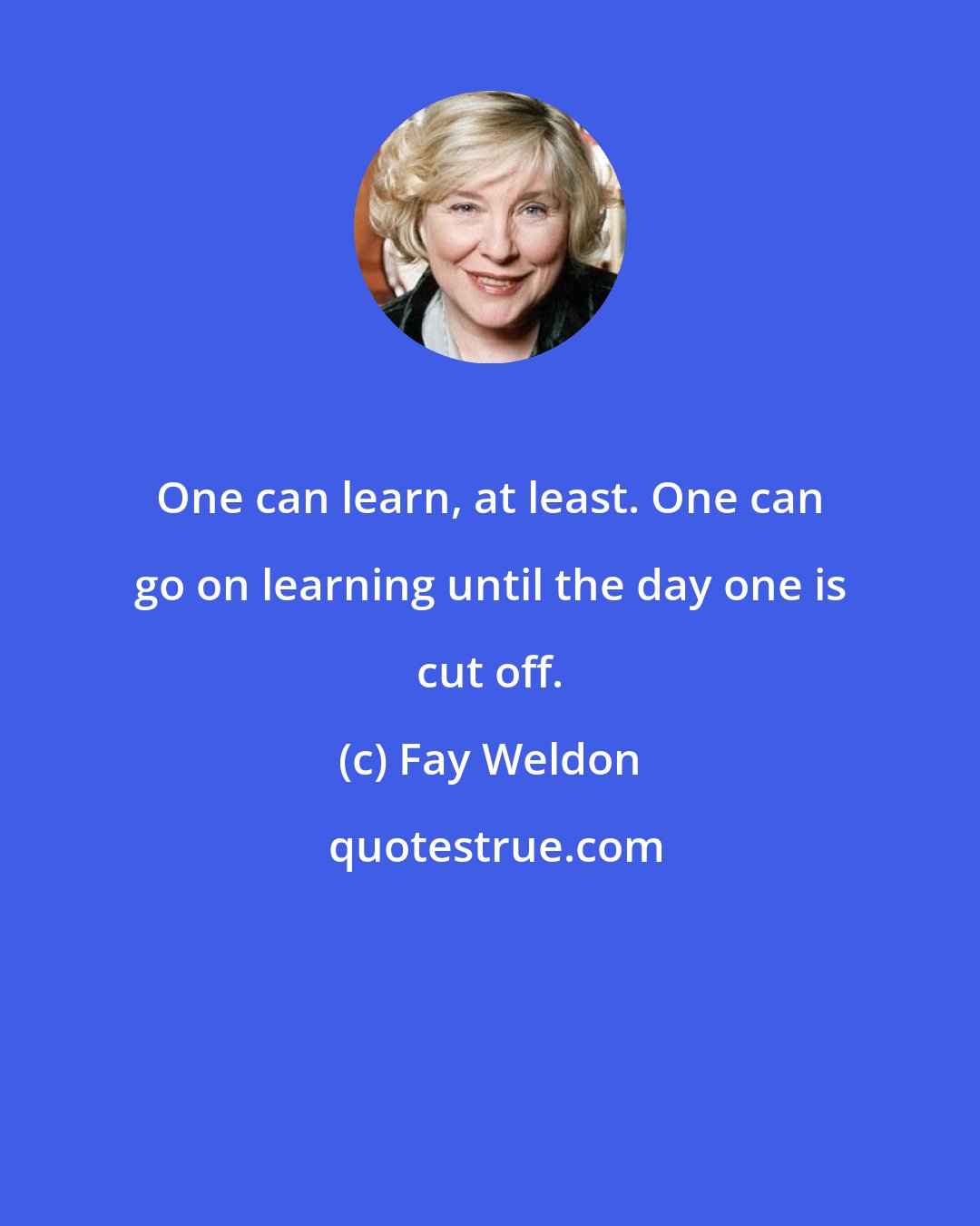 Fay Weldon: One can learn, at least. One can go on learning until the day one is cut off.