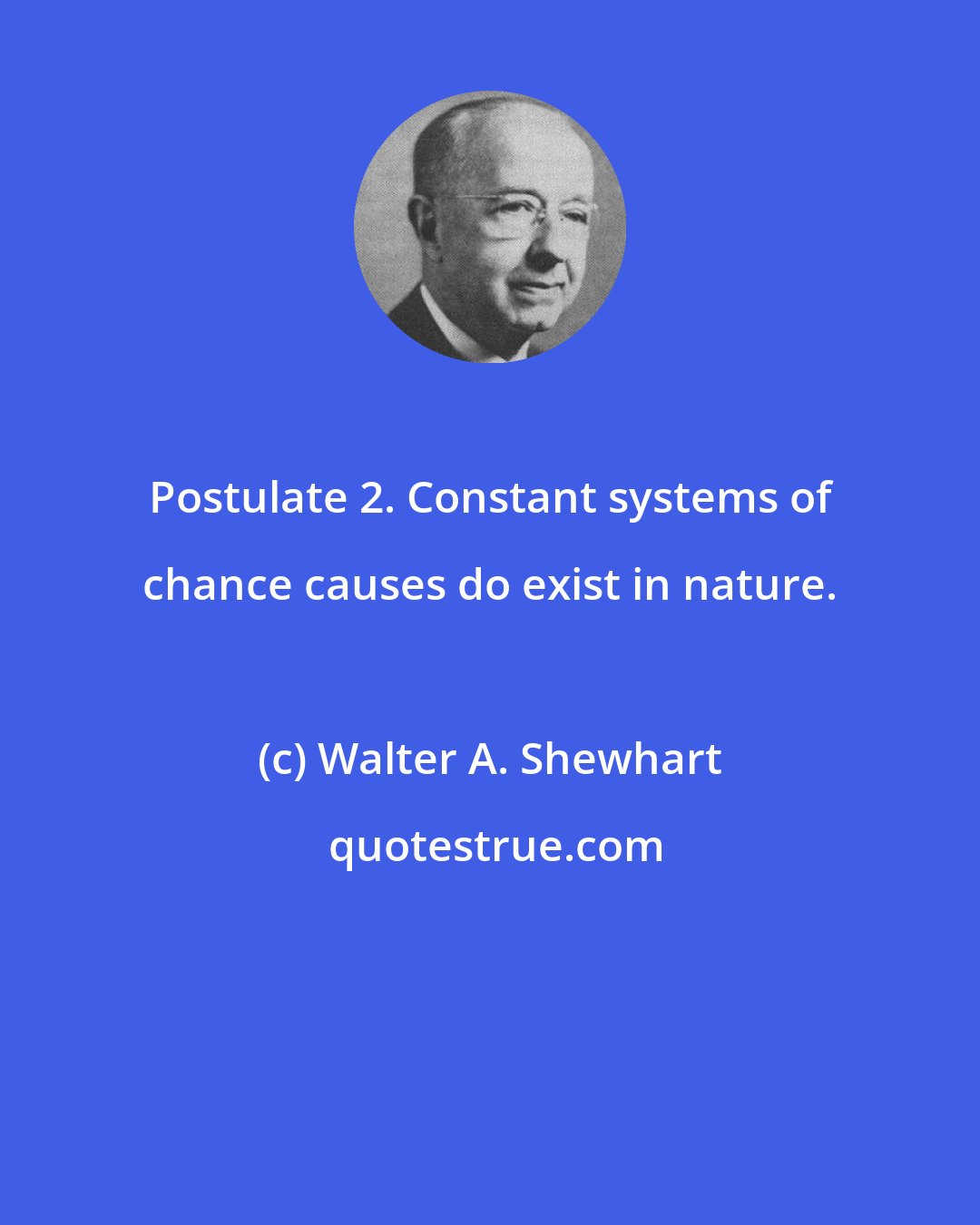 Walter A. Shewhart: Postulate 2. Constant systems of chance causes do exist in nature.