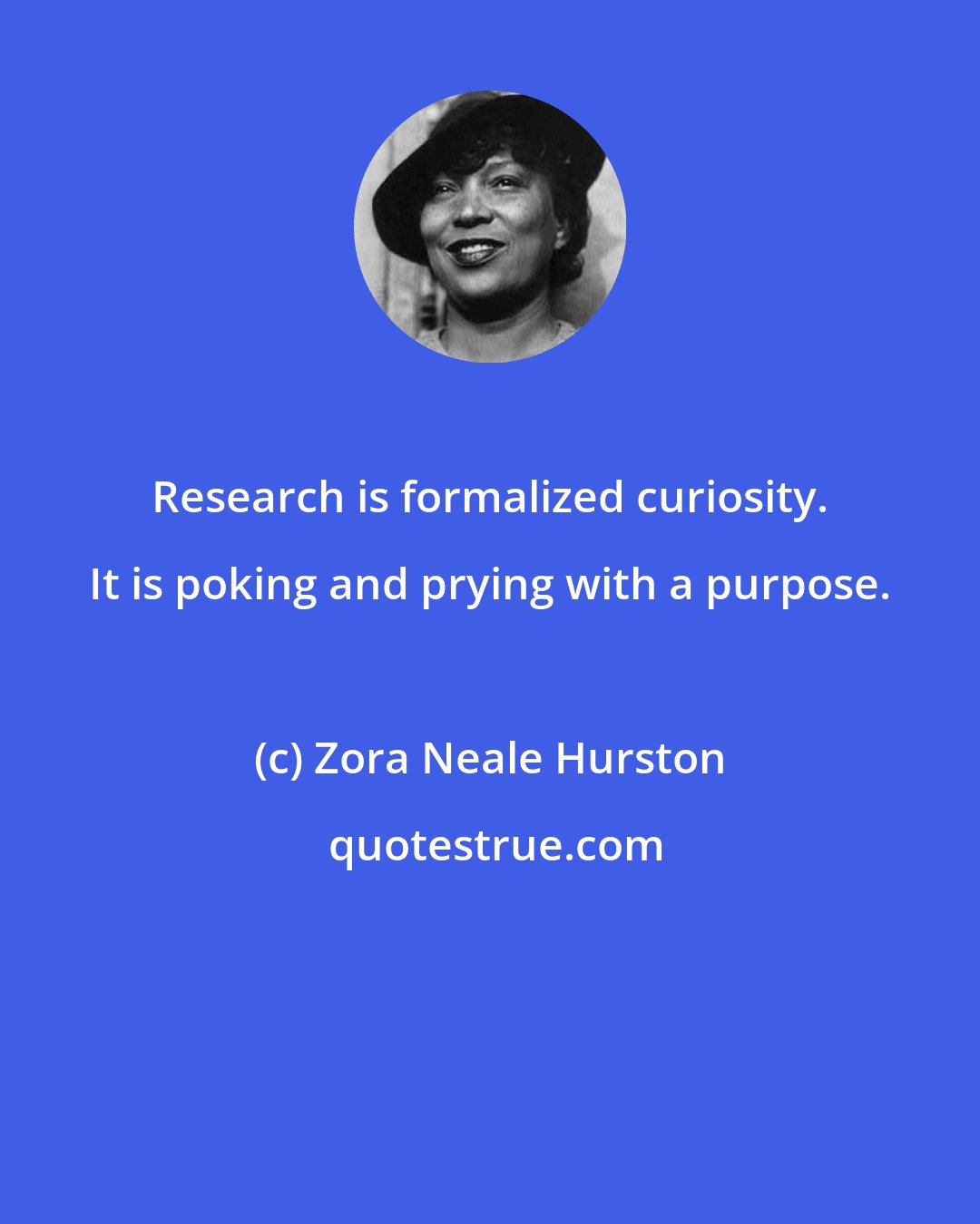 Zora Neale Hurston: Research is formalized curiosity. It is poking and prying with a purpose.