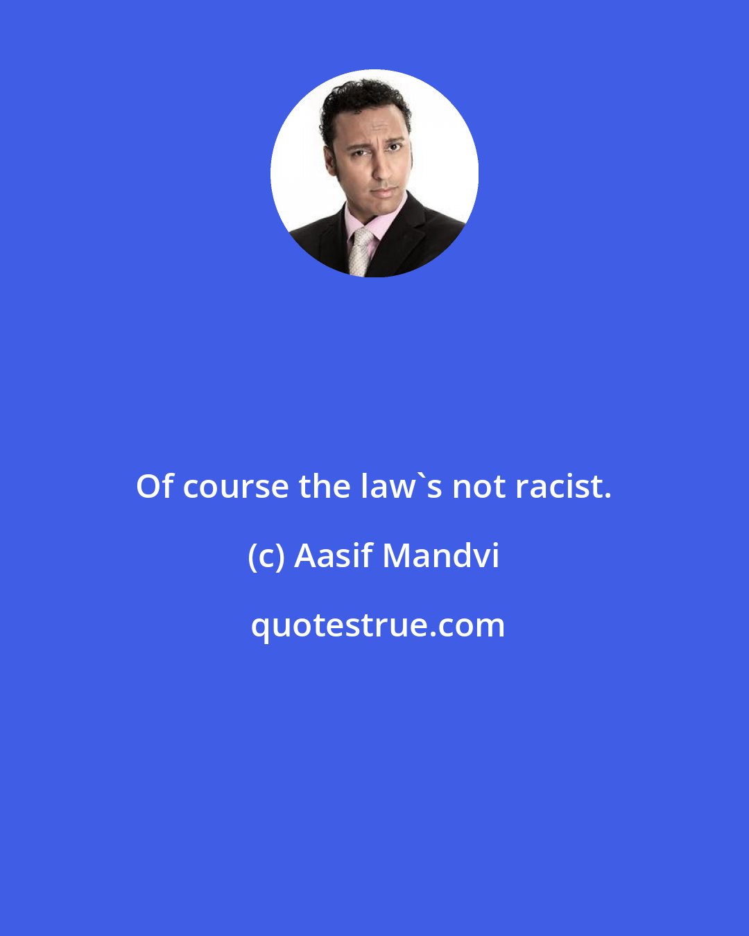 Aasif Mandvi: Of course the law's not racist.