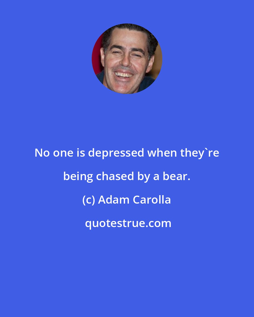 Adam Carolla: No one is depressed when they're being chased by a bear.