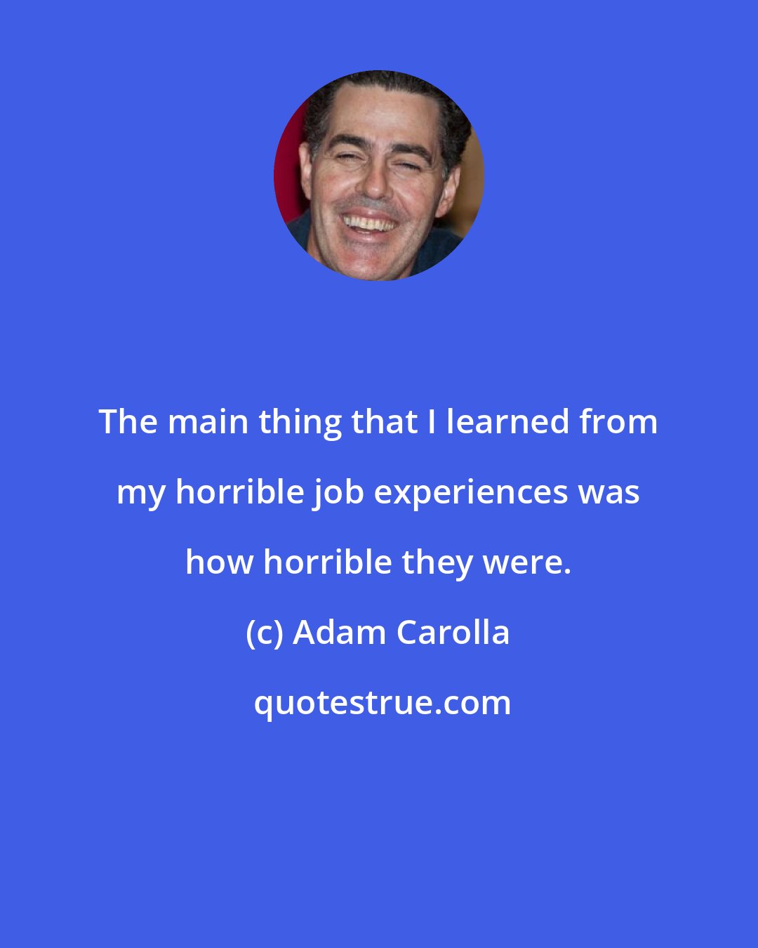 Adam Carolla: The main thing that I learned from my horrible job experiences was how horrible they were.