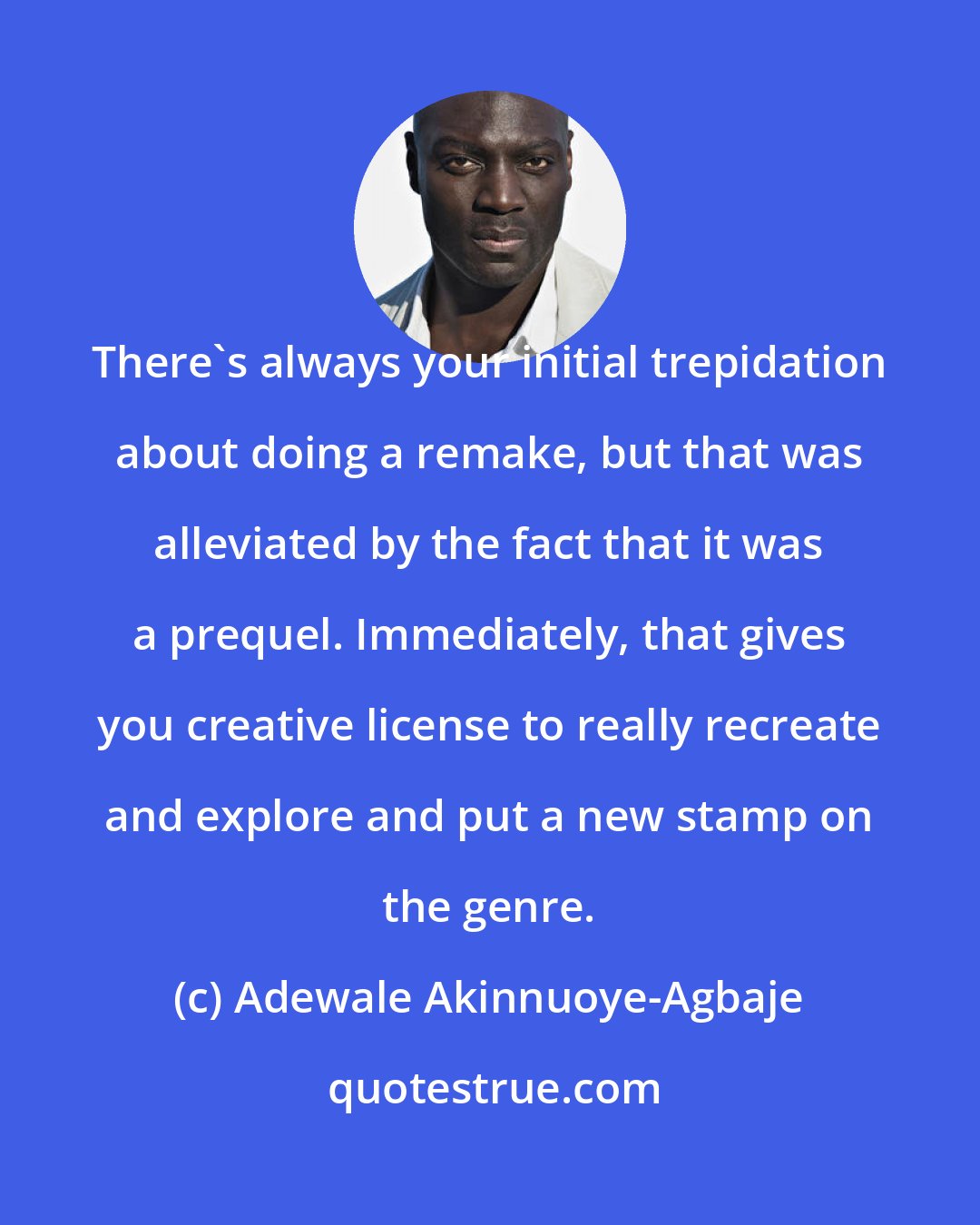 Adewale Akinnuoye-Agbaje: There's always your initial trepidation about doing a remake, but that was alleviated by the fact that it was a prequel. Immediately, that gives you creative license to really recreate and explore and put a new stamp on the genre.