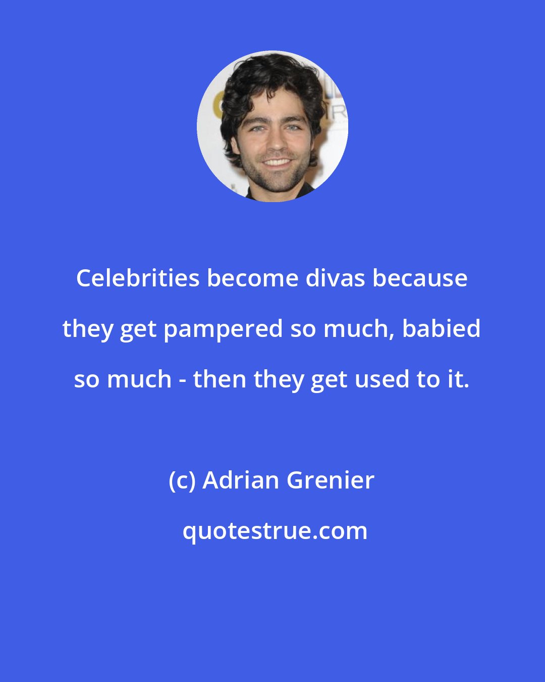 Adrian Grenier: Celebrities become divas because they get pampered so much, babied so much - then they get used to it.