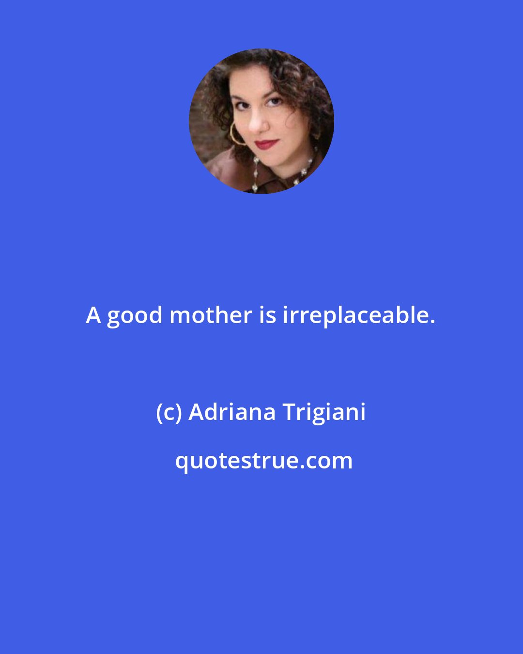 Adriana Trigiani: A good mother is irreplaceable.