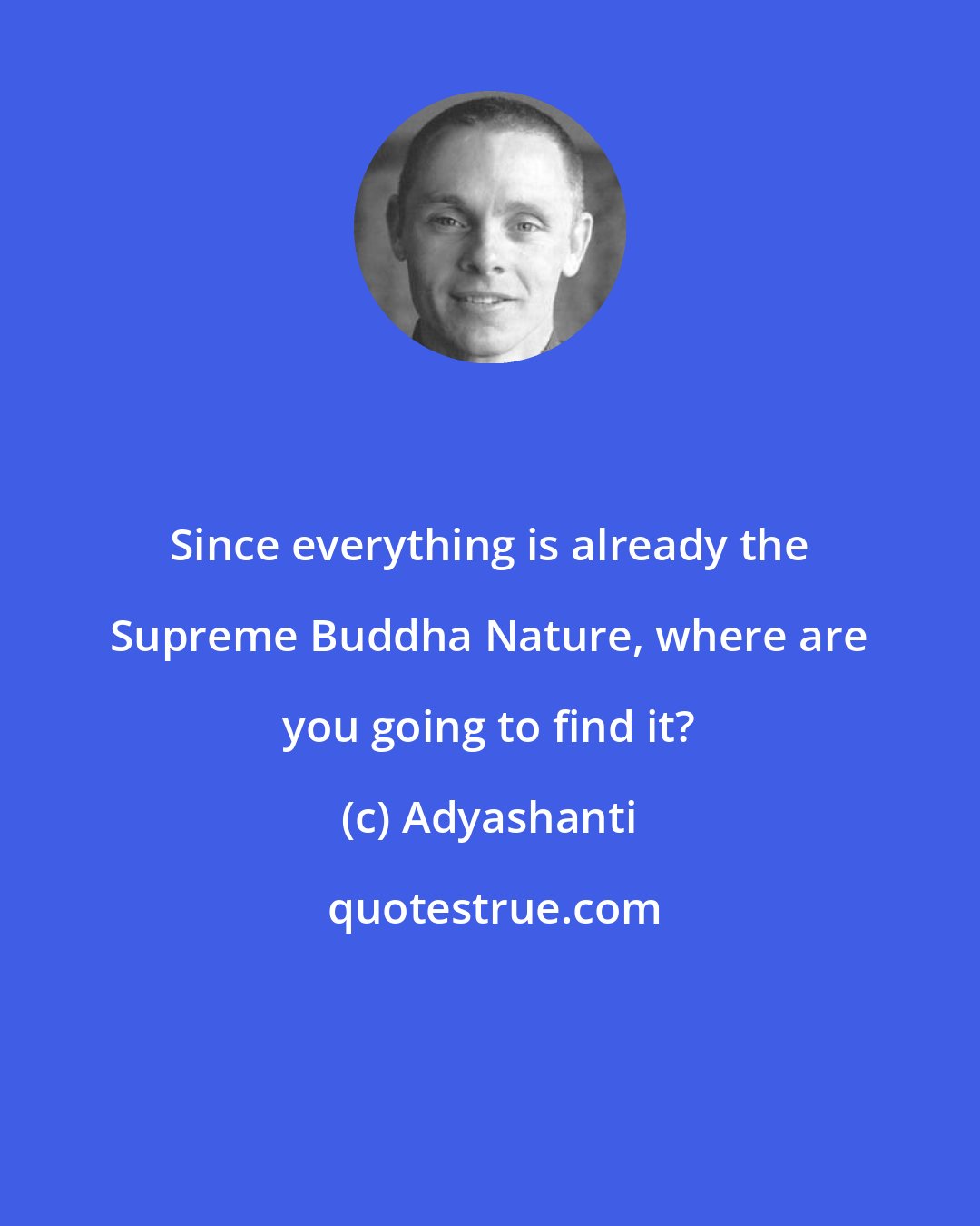 Adyashanti: Since everything is already the Supreme Buddha Nature, where are you going to find it?
