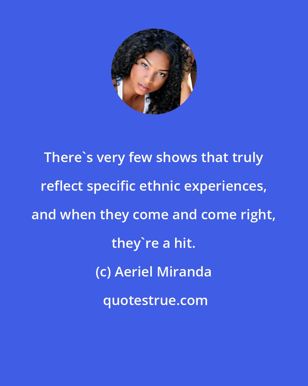 Aeriel Miranda: There's very few shows that truly reflect specific ethnic experiences, and when they come and come right, they're a hit.