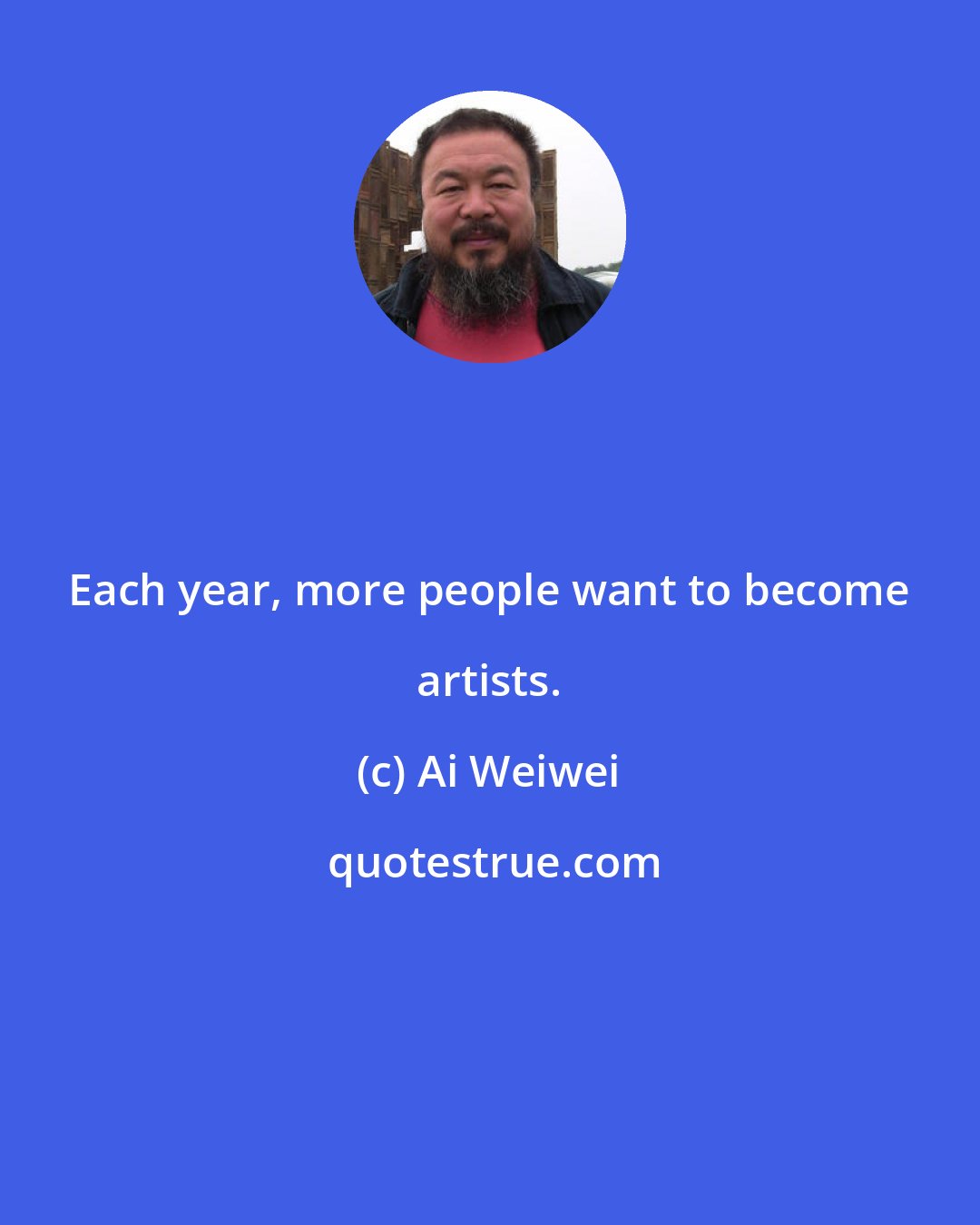 Ai Weiwei: Each year, more people want to become artists.