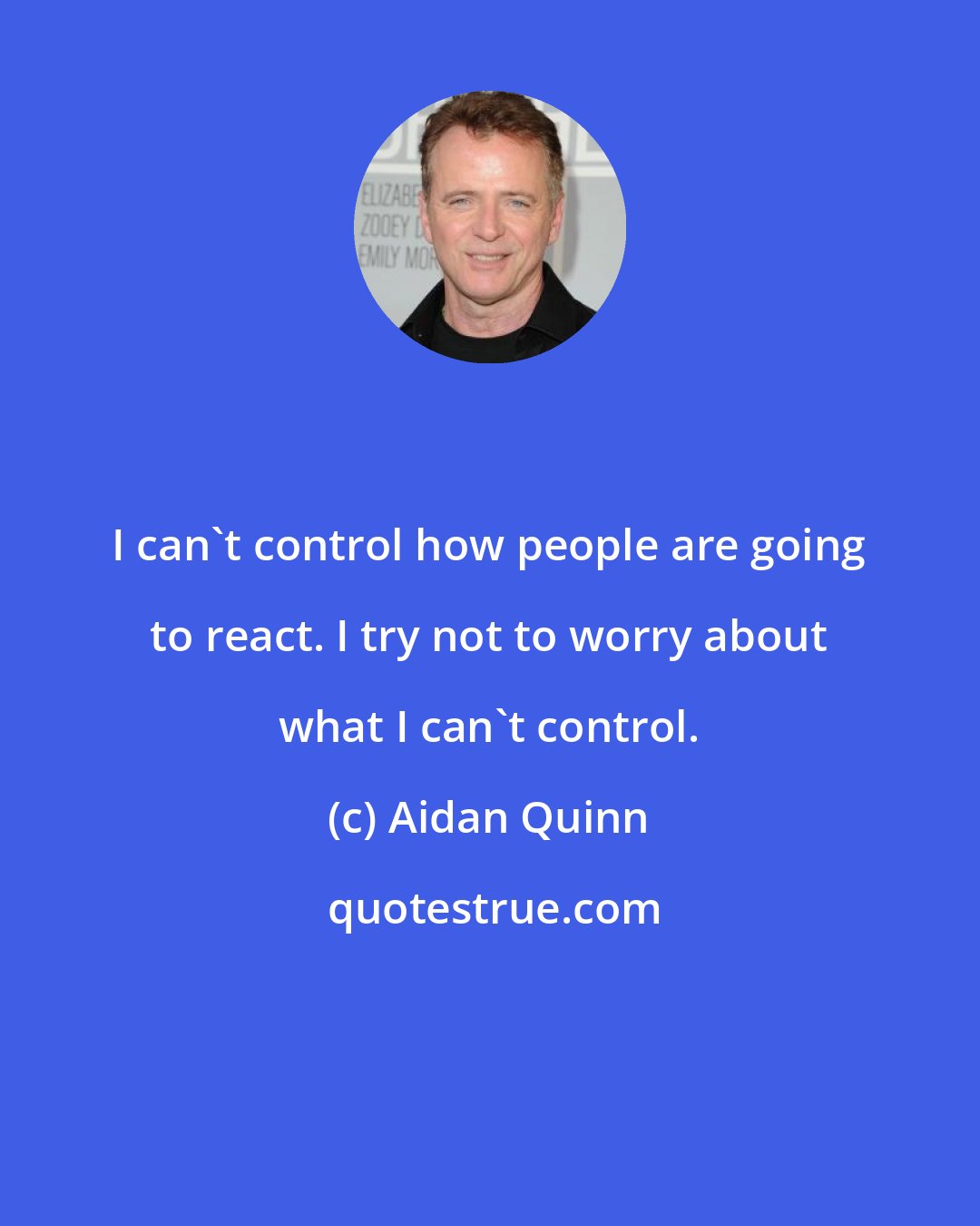 Aidan Quinn: I can't control how people are going to react. I try not to worry about what I can't control.