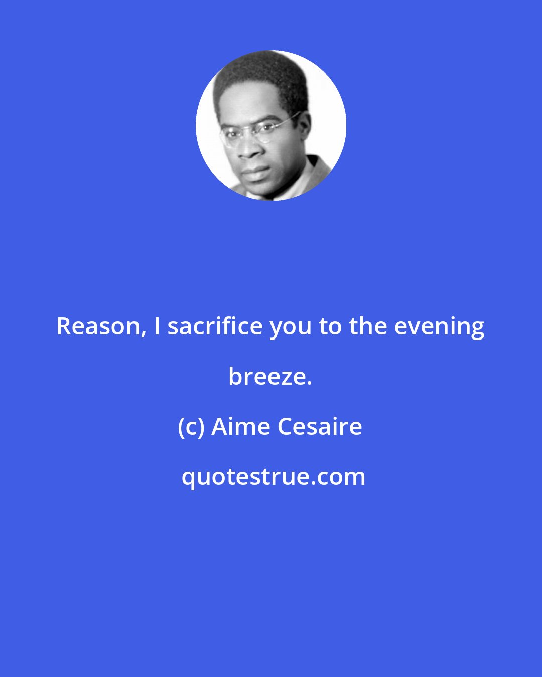 Aime Cesaire: Reason, I sacrifice you to the evening breeze.