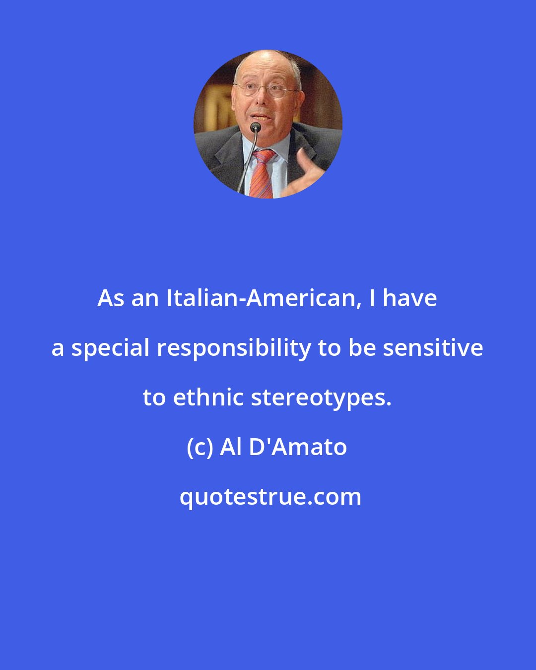 Al D'Amato: As an Italian-American, I have a special responsibility to be sensitive to ethnic stereotypes.