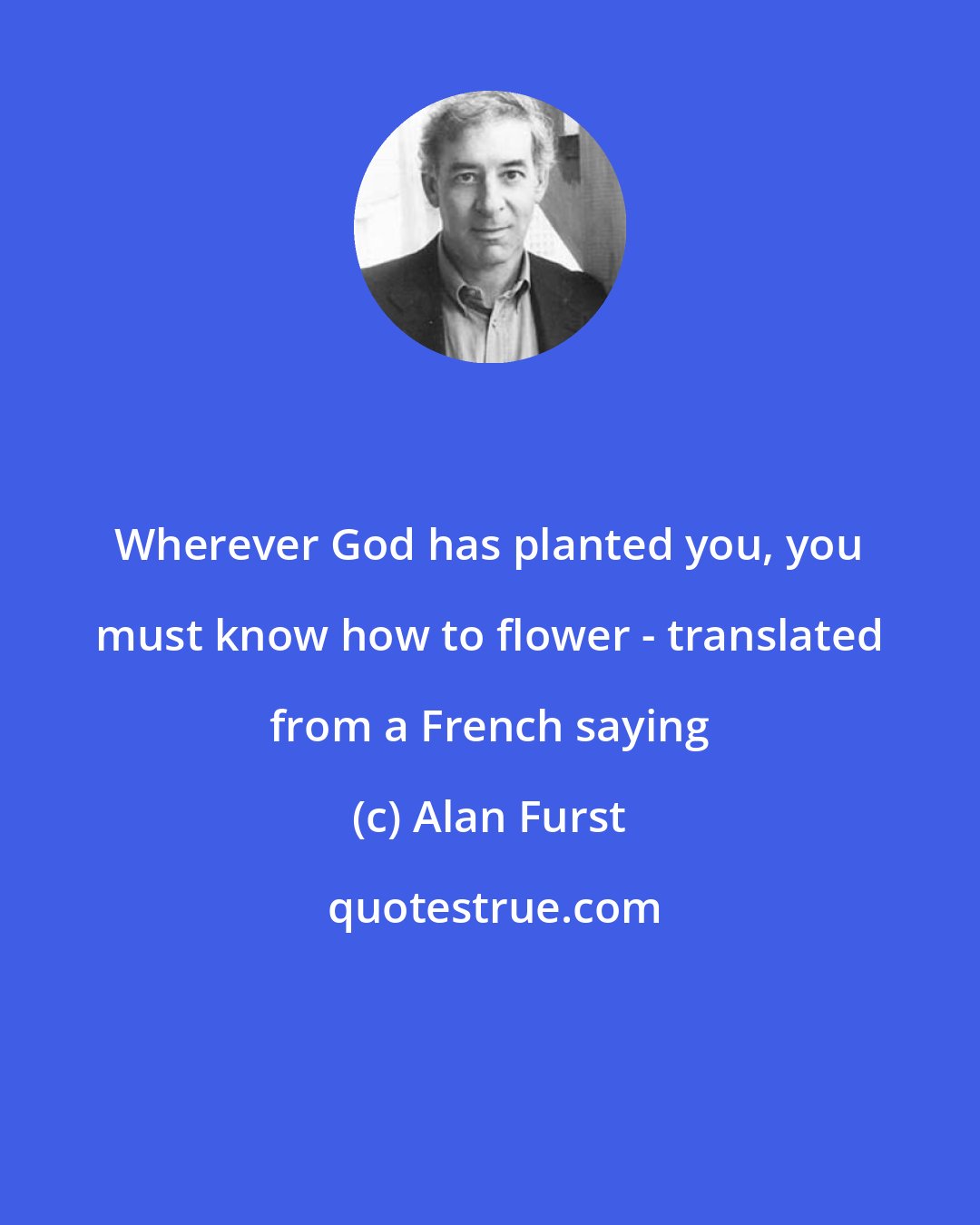 Alan Furst: Wherever God has planted you, you must know how to flower - translated from a French saying