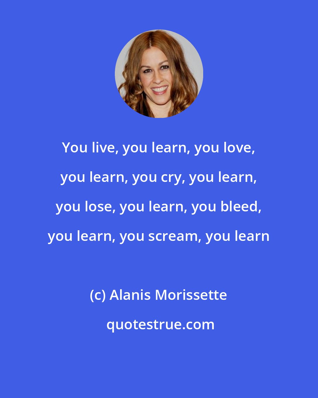 Alanis Morissette: You live, you learn, you love, you learn, you cry, you learn, you lose, you learn, you bleed, you learn, you scream, you learn