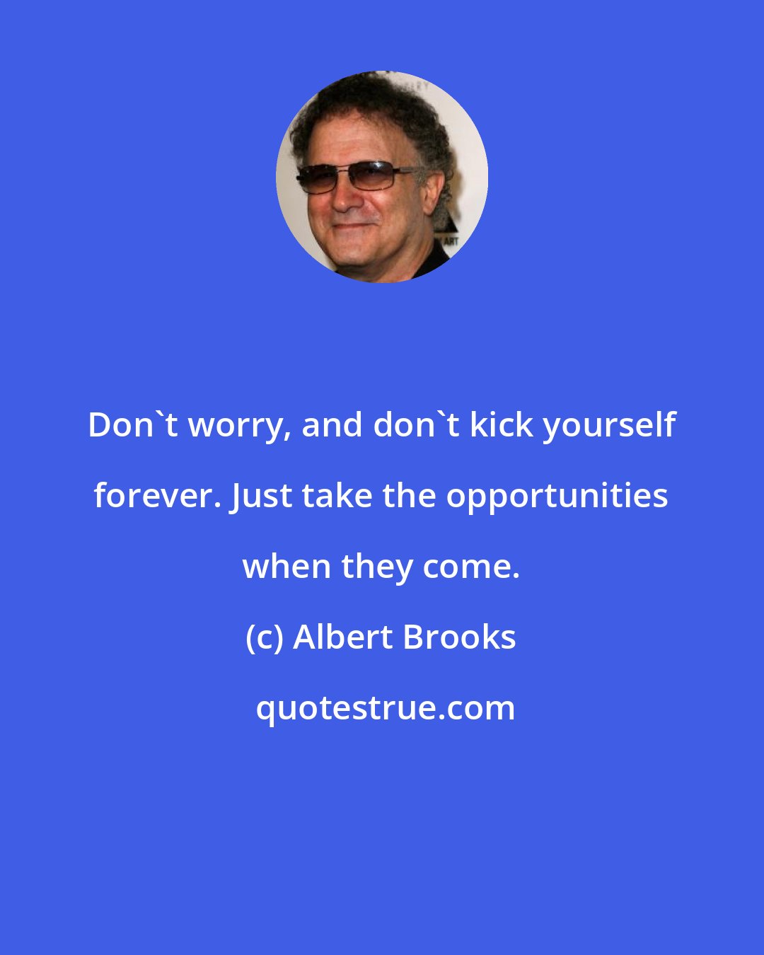 Albert Brooks: Don't worry, and don't kick yourself forever. Just take the opportunities when they come.