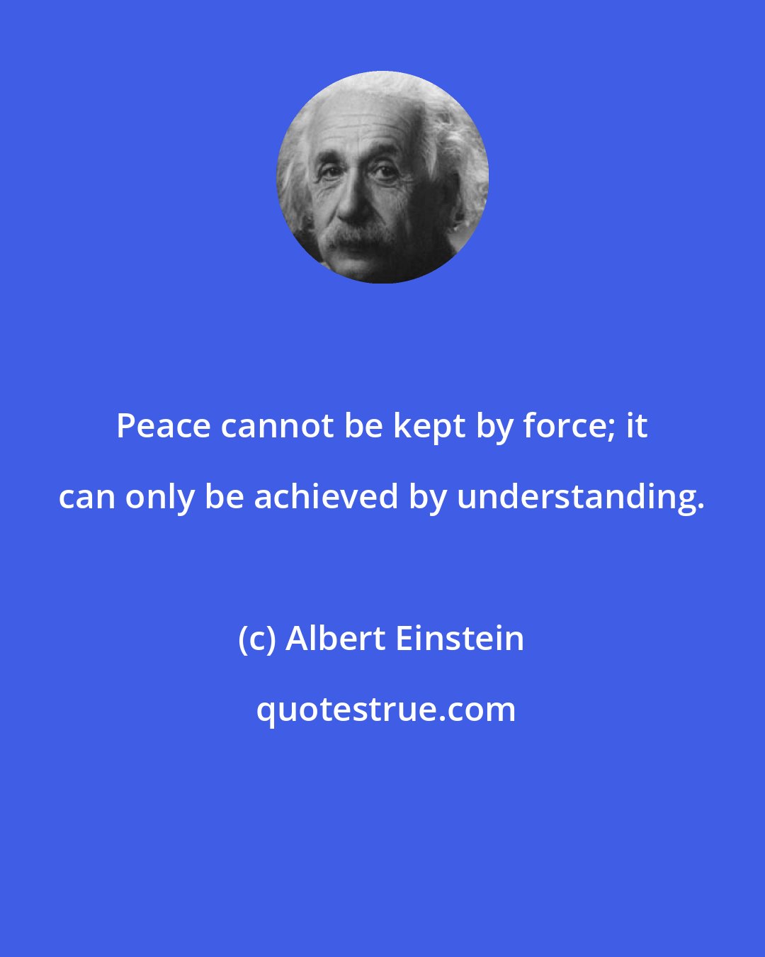 Albert Einstein: Peace cannot be kept by force; it can only be achieved by understanding.