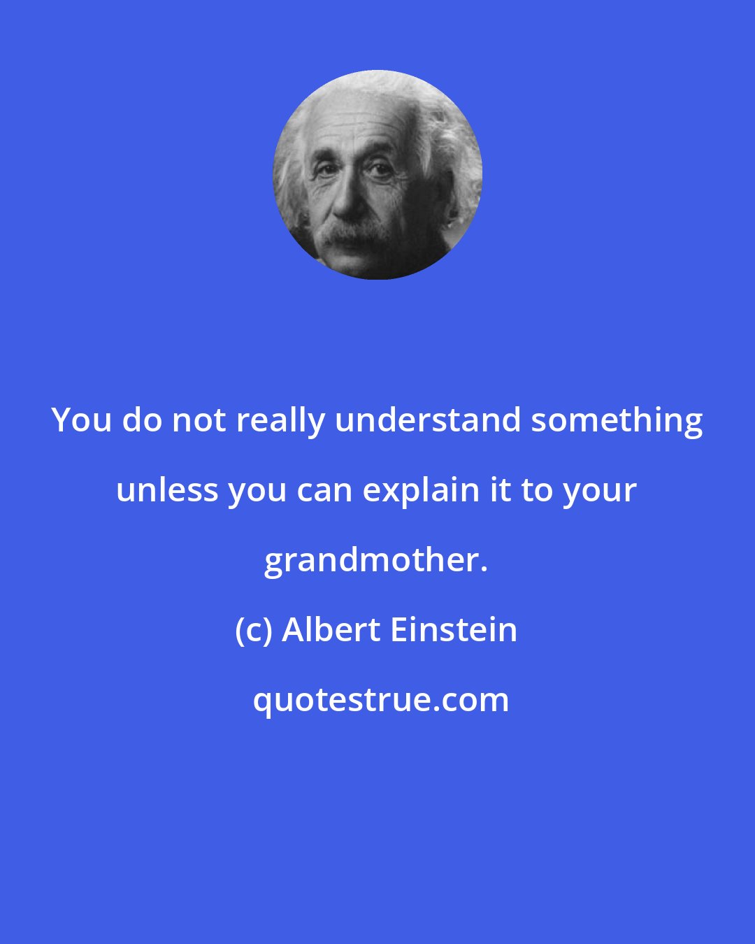 Albert Einstein: You do not really understand something unless you can explain it to your grandmother.