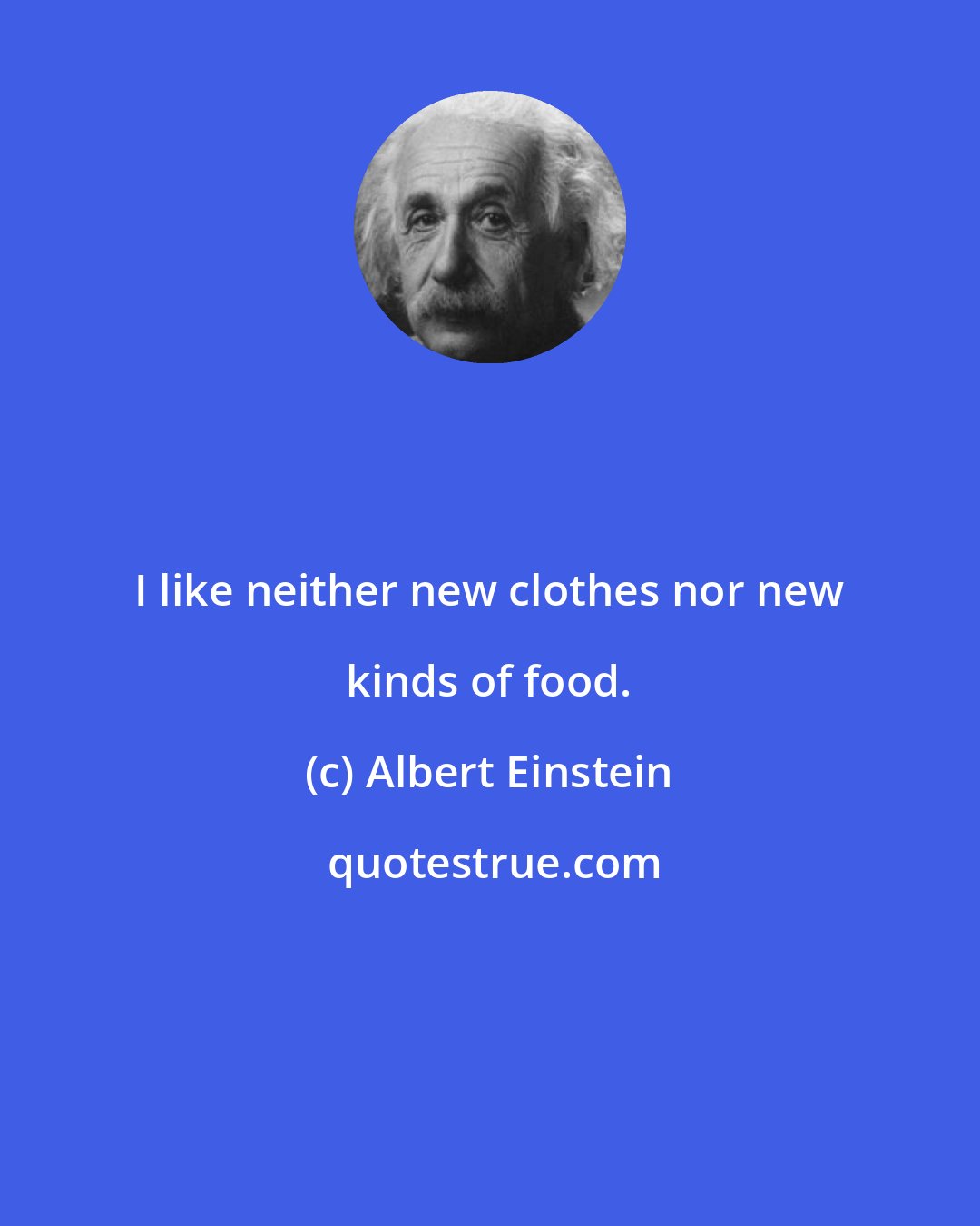Albert Einstein: I like neither new clothes nor new kinds of food.