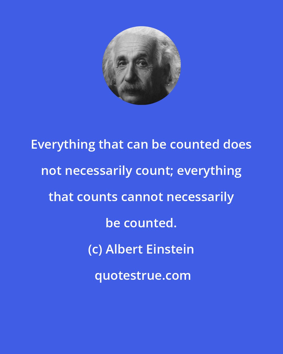 Albert Einstein: Everything that can be counted does not necessarily count; everything that counts cannot necessarily be counted.