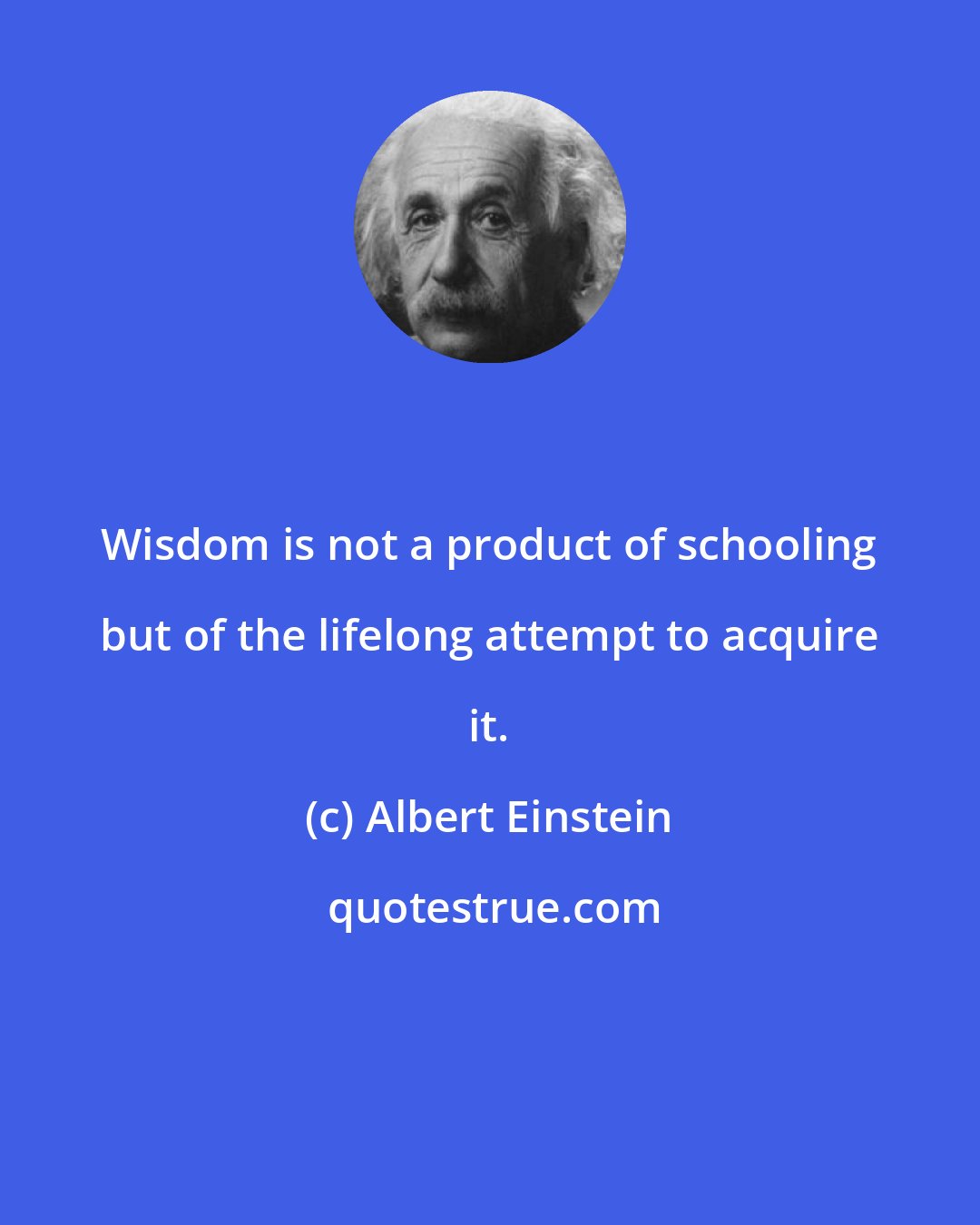 Albert Einstein: Wisdom is not a product of schooling but of the lifelong attempt to acquire it.