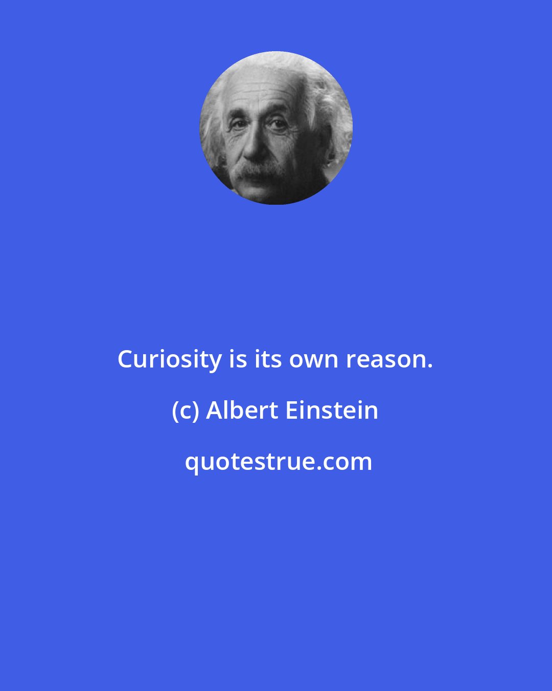 Albert Einstein: Curiosity is its own reason.