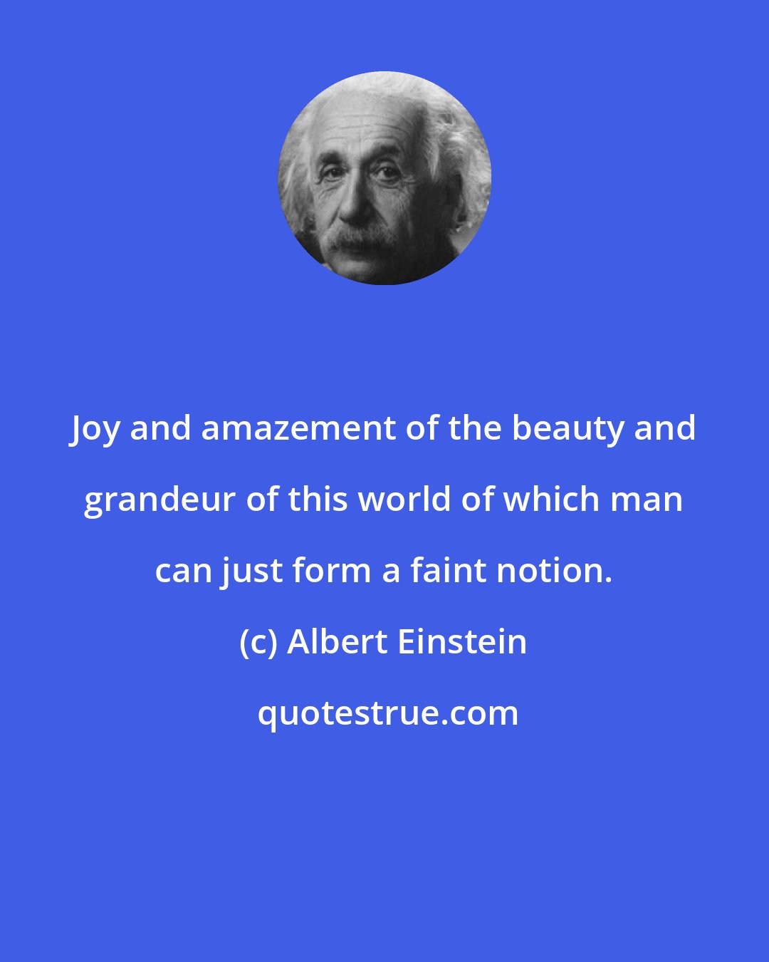 Albert Einstein: Joy and amazement of the beauty and grandeur of this world of which man can just form a faint notion.