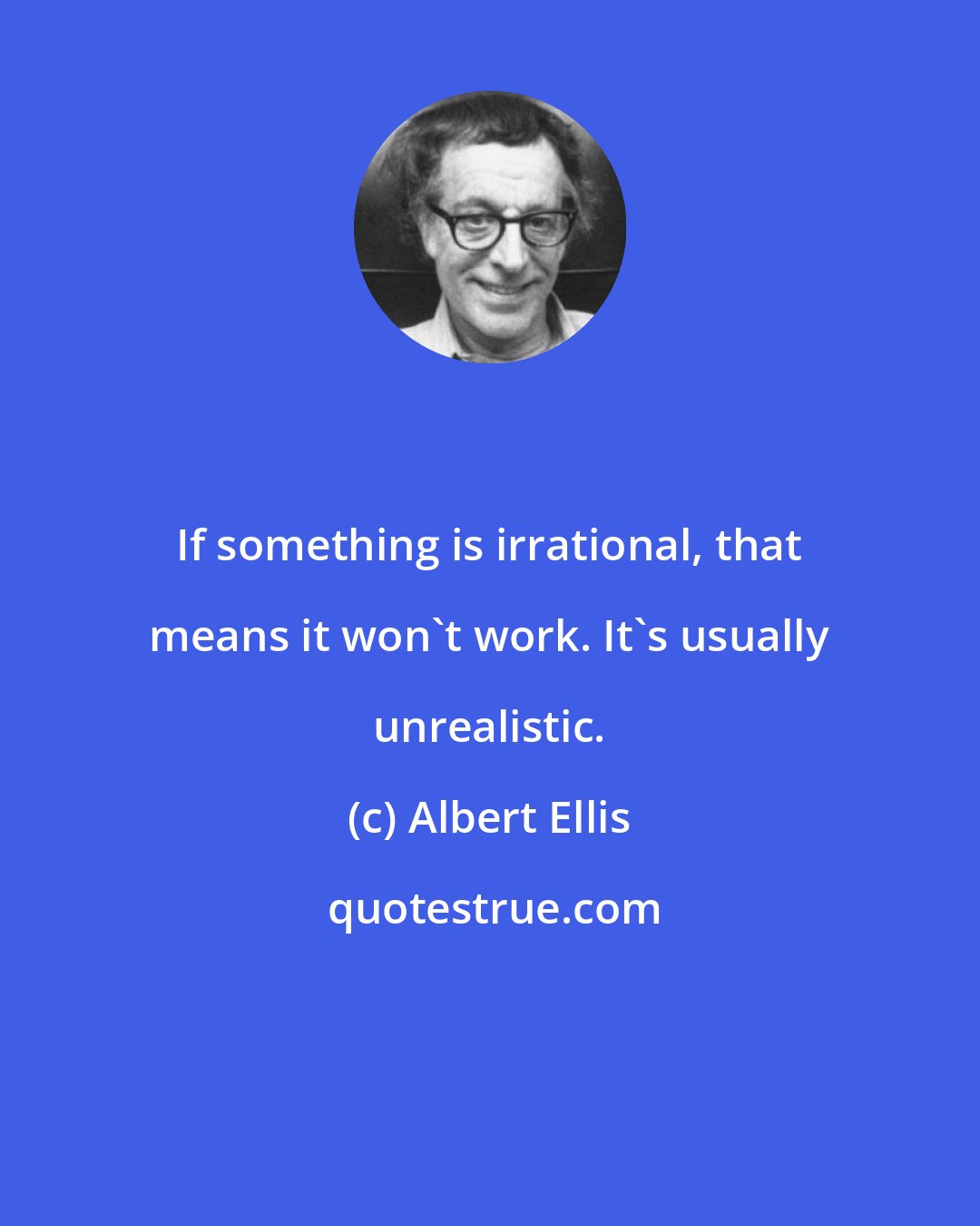 Albert Ellis: If something is irrational, that means it won't work. It's usually unrealistic.