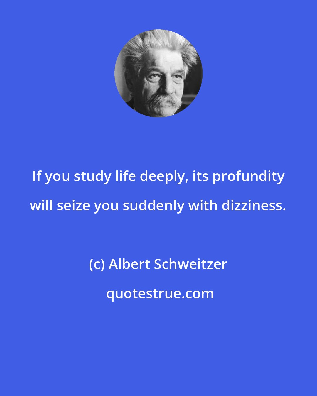 Albert Schweitzer: If you study life deeply, its profundity will seize you suddenly with dizziness.