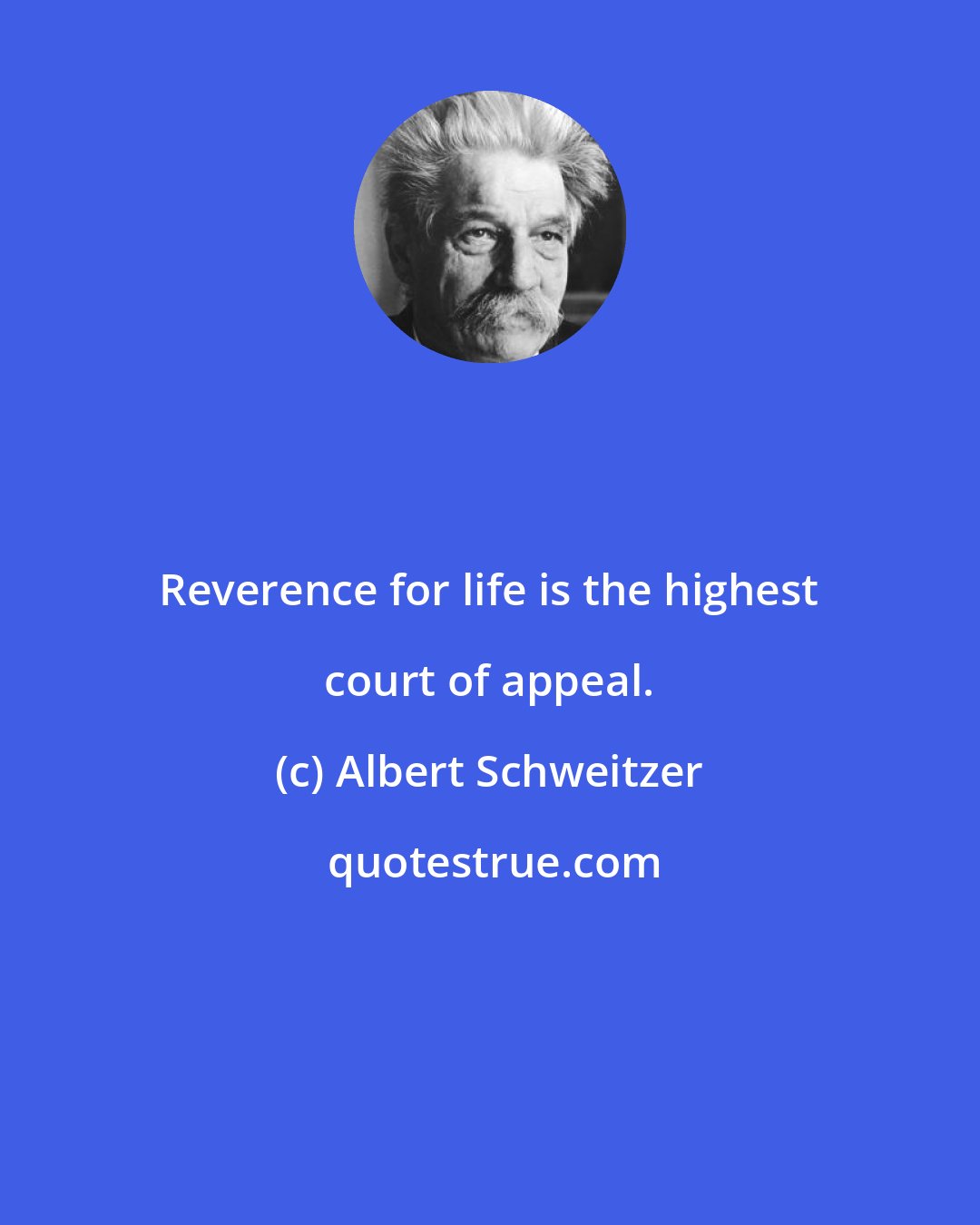 Albert Schweitzer: Reverence for life is the highest court of appeal.