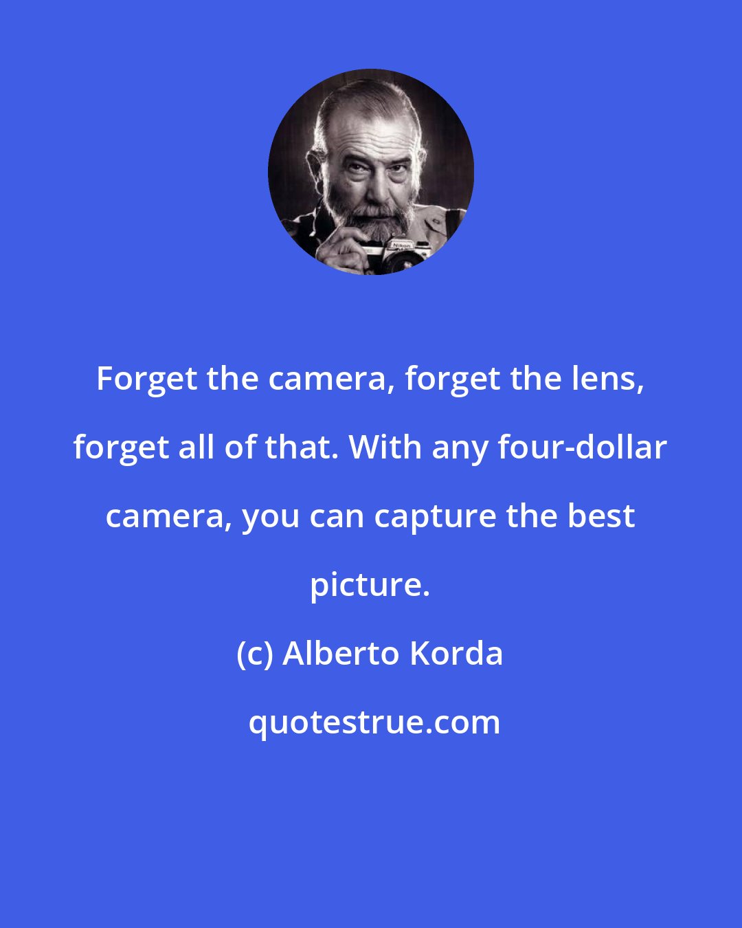 Alberto Korda: Forget the camera, forget the lens, forget all of that. With any four-dollar camera, you can capture the best picture.