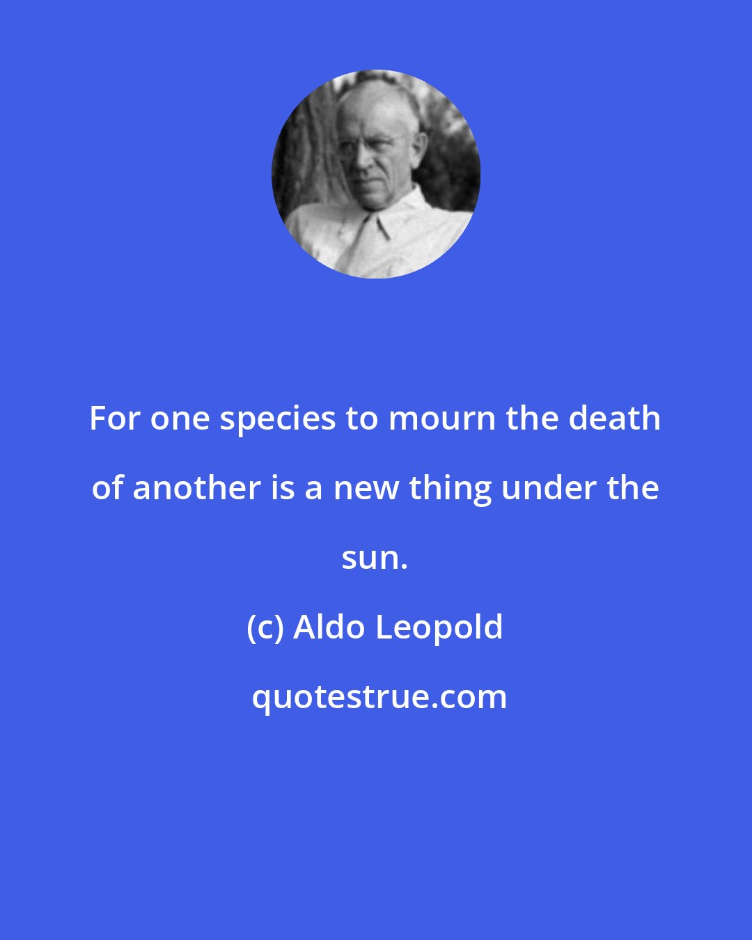 Aldo Leopold: For one species to mourn the death of another is a new thing under the sun.