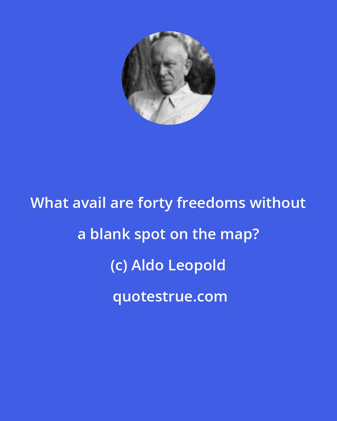 Aldo Leopold: What avail are forty freedoms without a blank spot on the map?