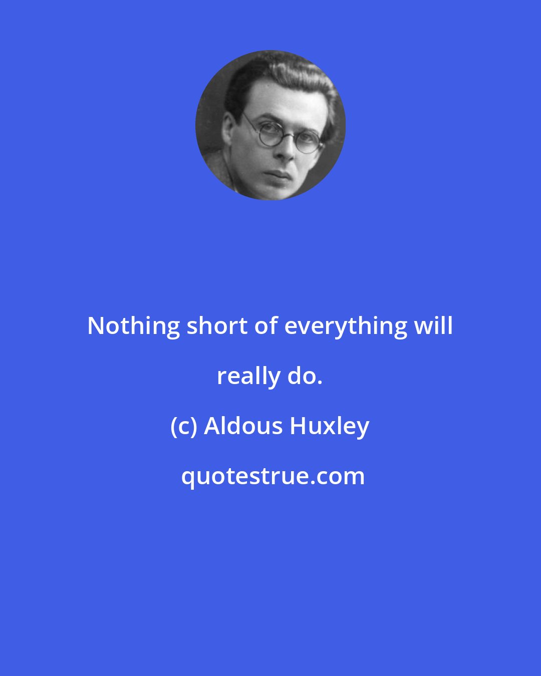 Aldous Huxley: Nothing short of everything will really do.