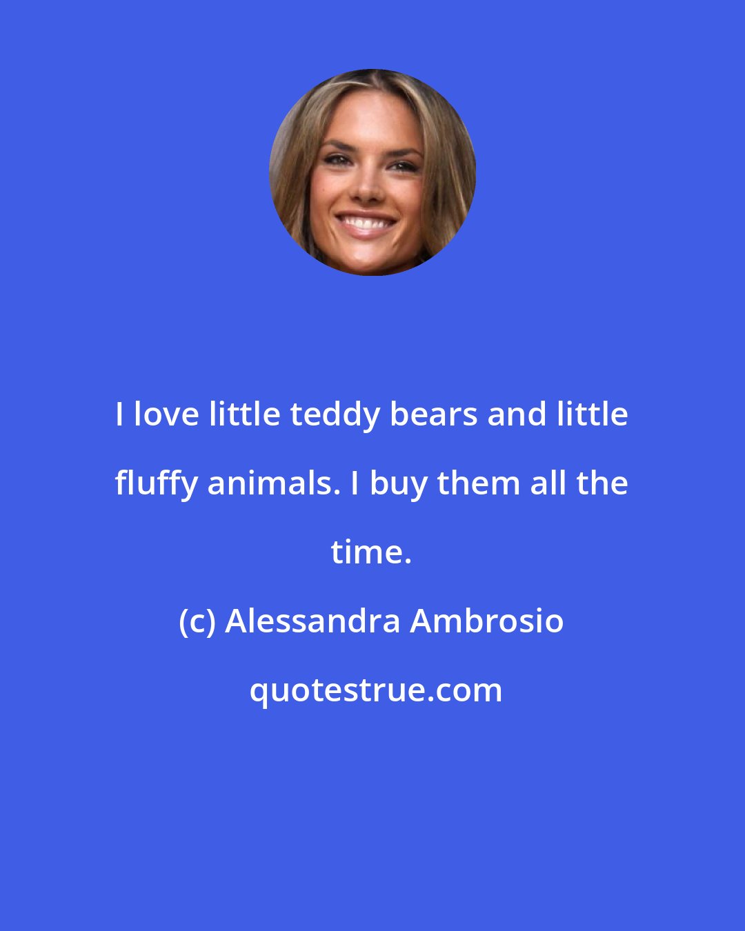 Alessandra Ambrosio: I love little teddy bears and little fluffy animals. I buy them all the time.