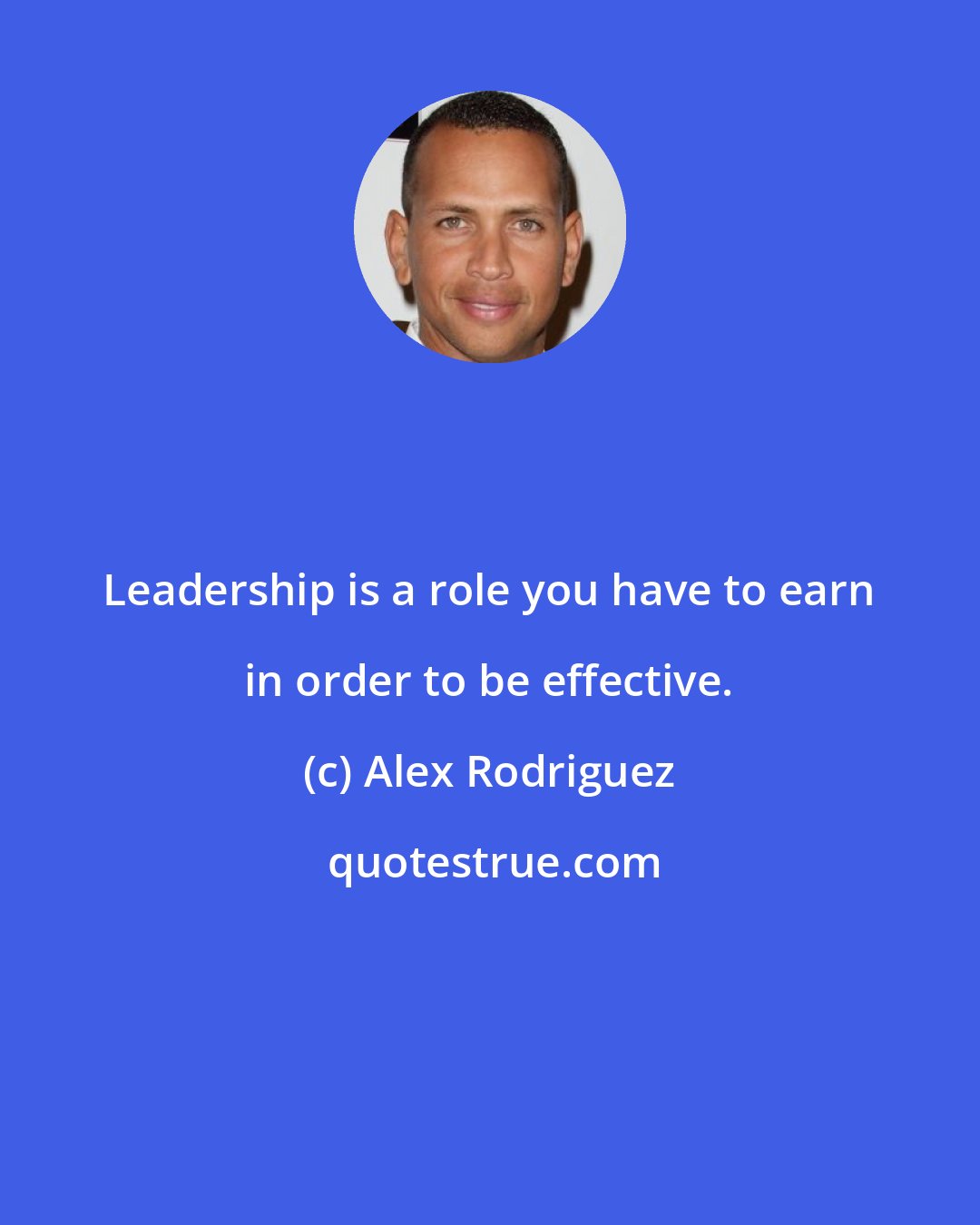 Alex Rodriguez: Leadership is a role you have to earn in order to be effective.