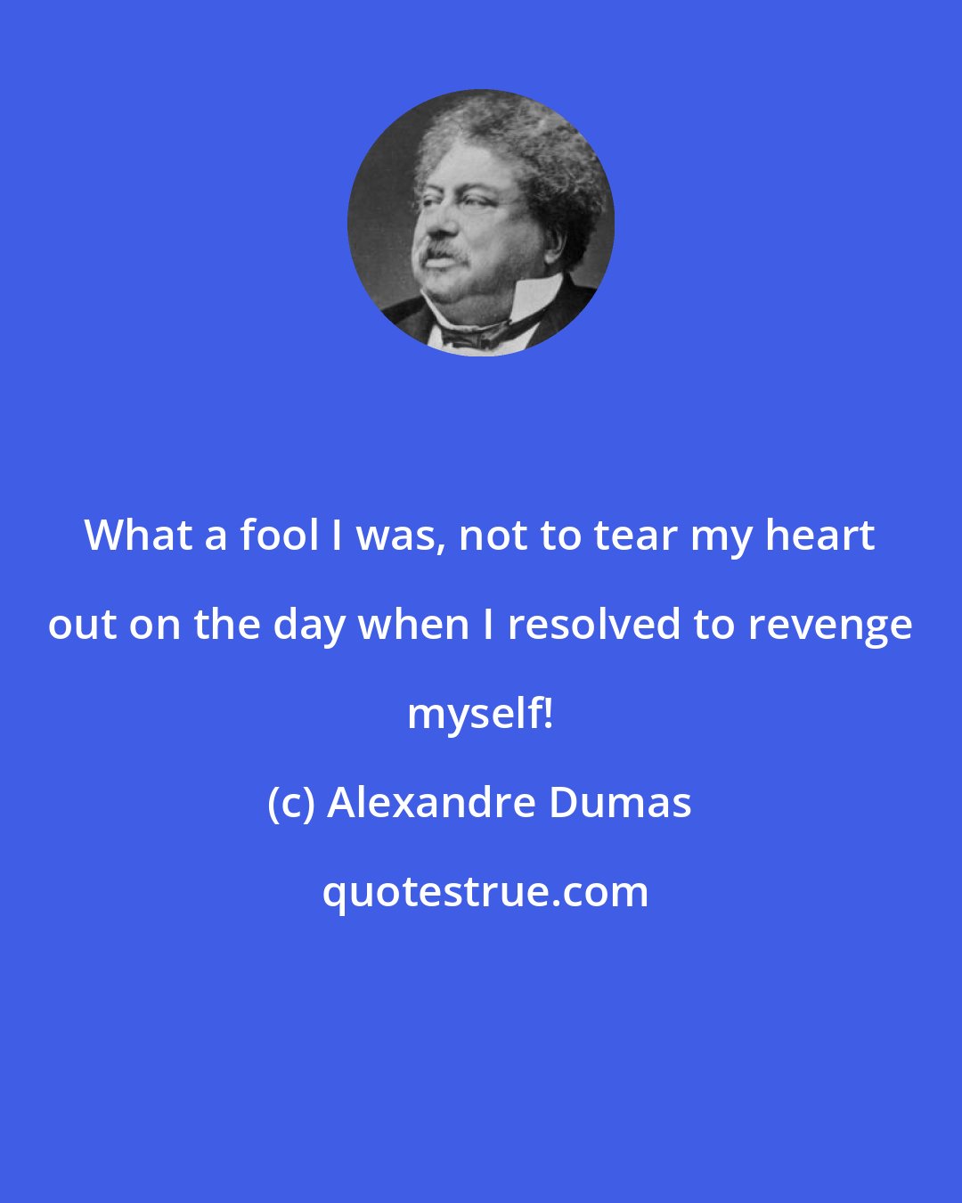 Alexandre Dumas: What a fool I was, not to tear my heart out on the day when I resolved to revenge myself!